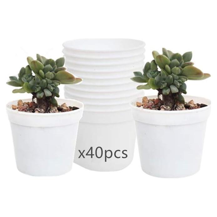 Macetas redondas DODXIAOBEUL 40 piezas con drenaje 6.35 cm