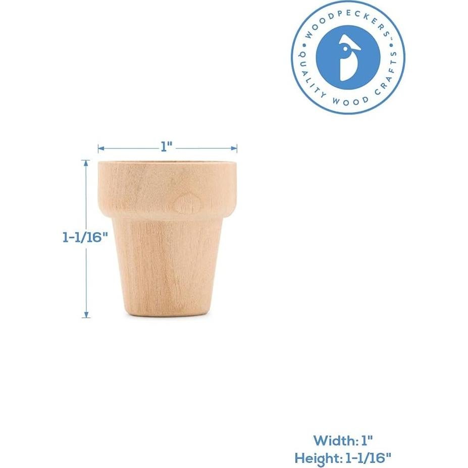 Macetas de Madera Natural Woodpeckers 1" Paquete de 12