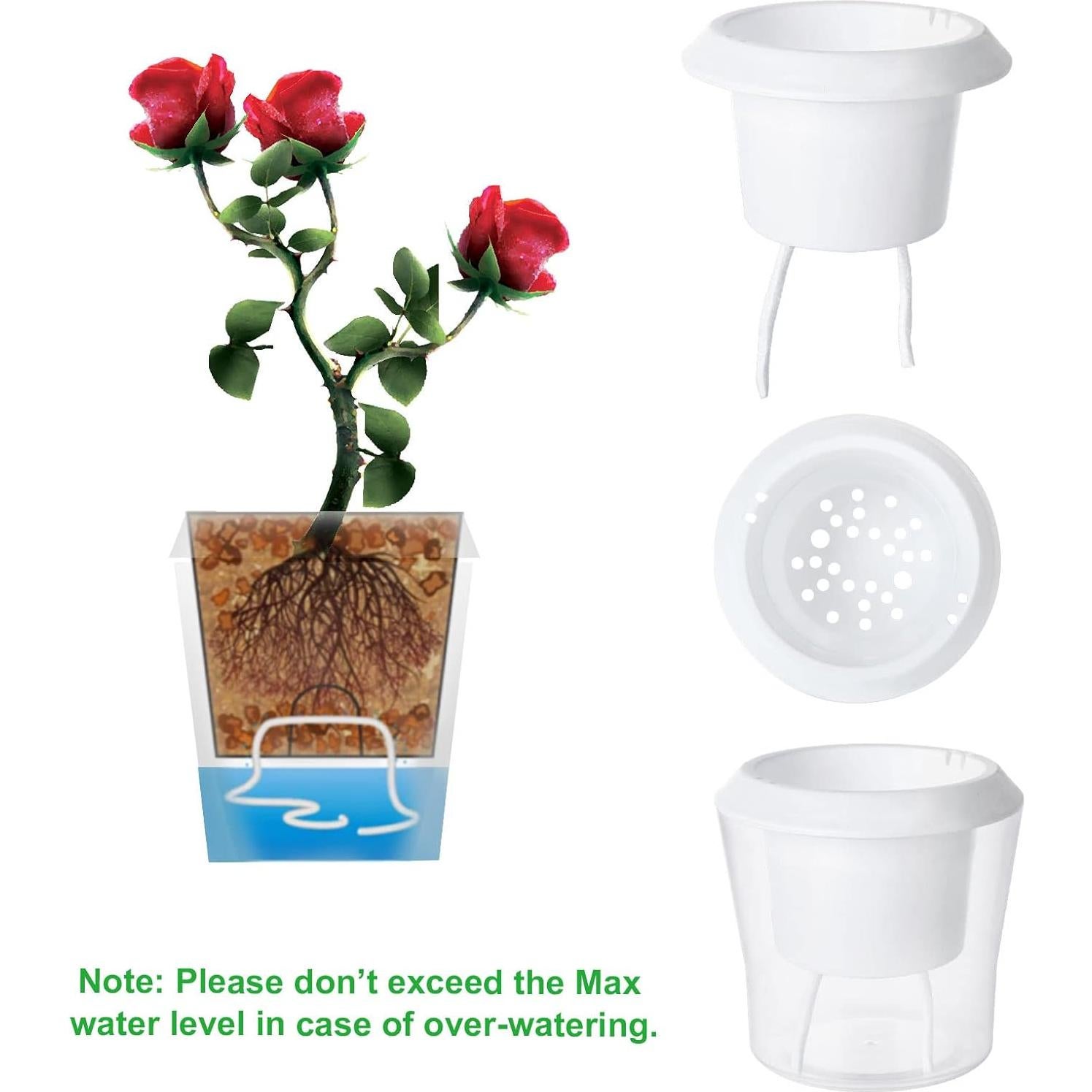 Paquete de 12 Macetas Autorriego MNKNENG 10.9 cm Transparentes