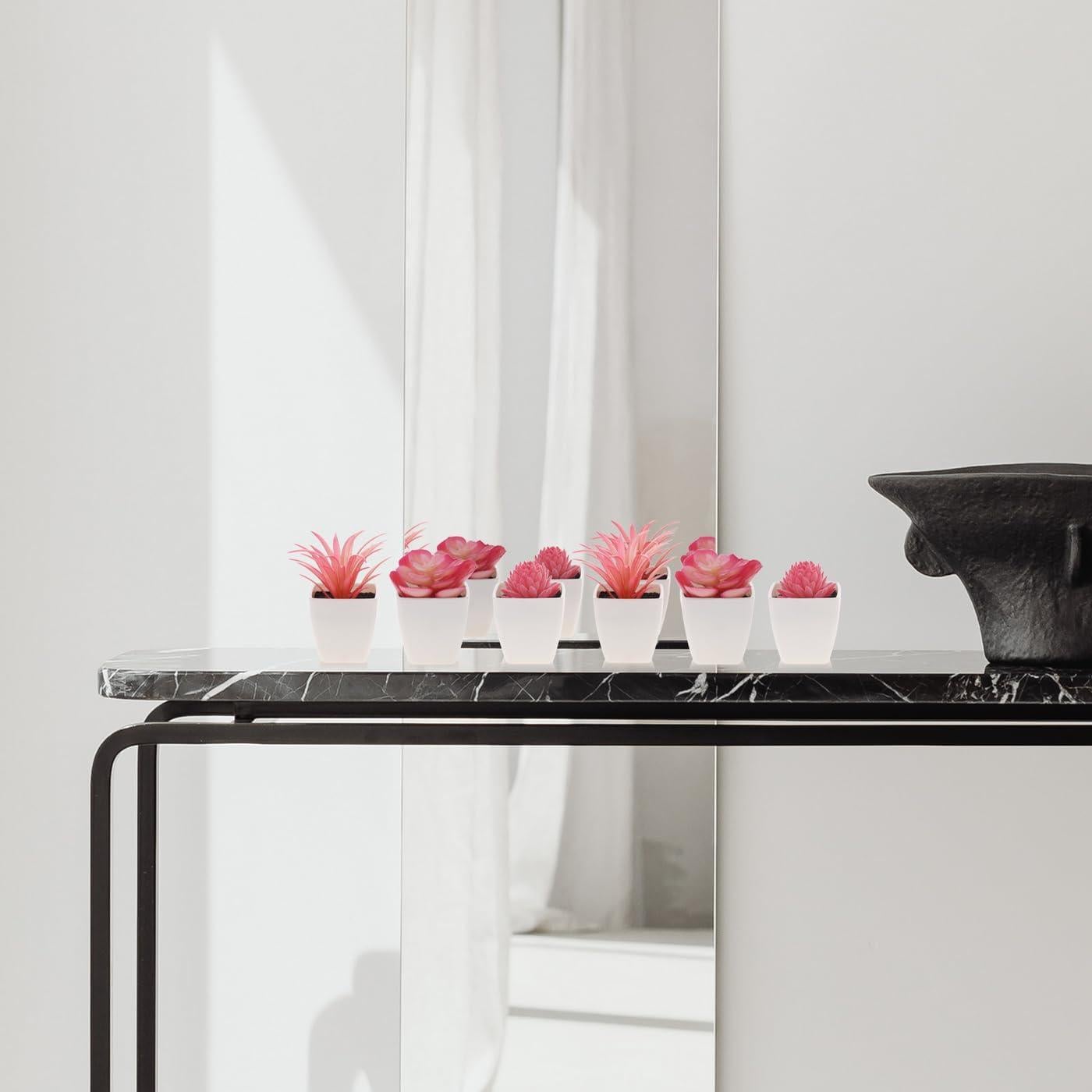 Juego de 6 Suculentas Artificiales Woration en Macetas Blancas