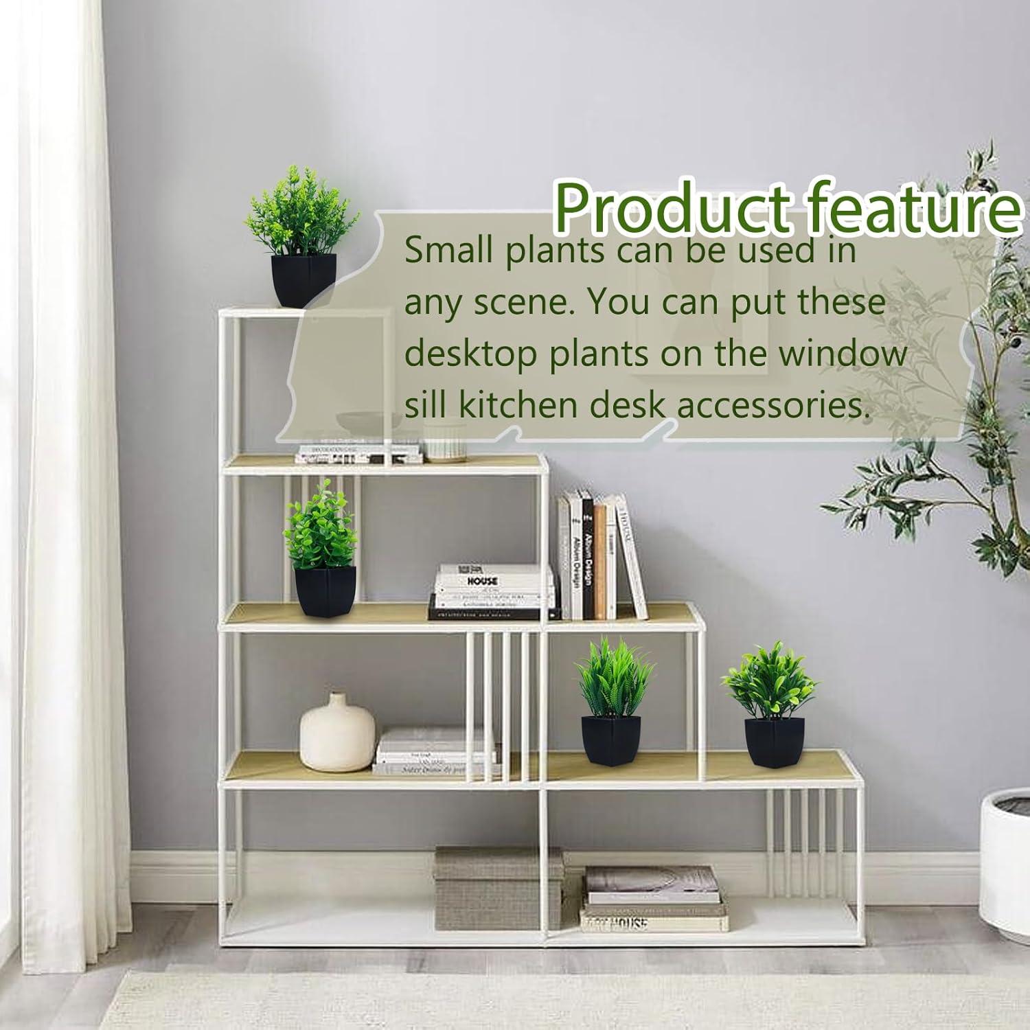 4 Mini Plantas Artificiales en Maceta Negra GREENTIME 18.3cm