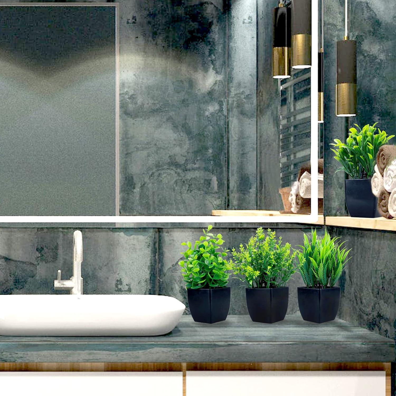 4 Mini Plantas Artificiales en Maceta Negra GREENTIME 18.3cm