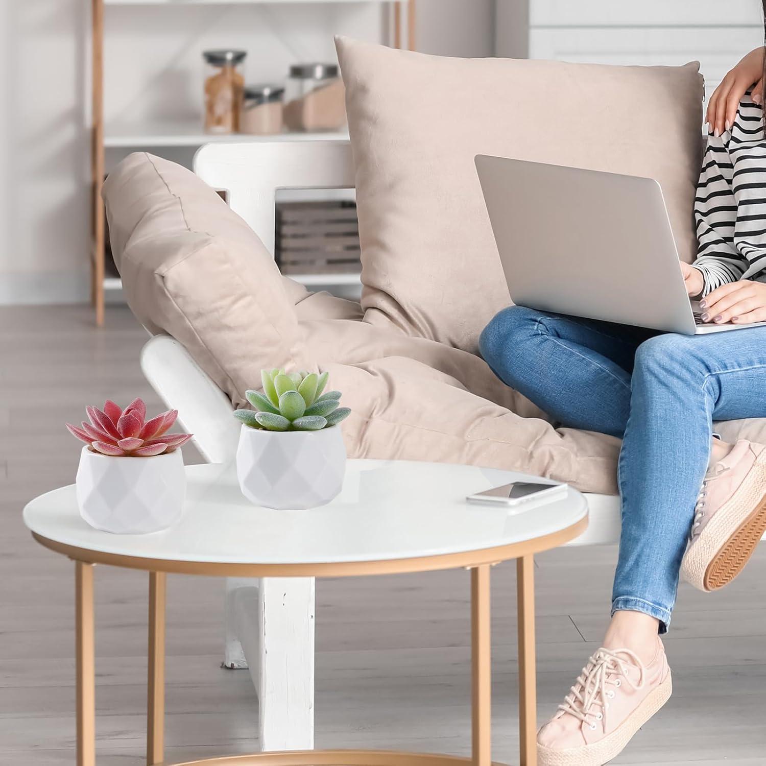 Juego de 4 Suculentas Artificiales YRYUNRUI en Macetas Blancas