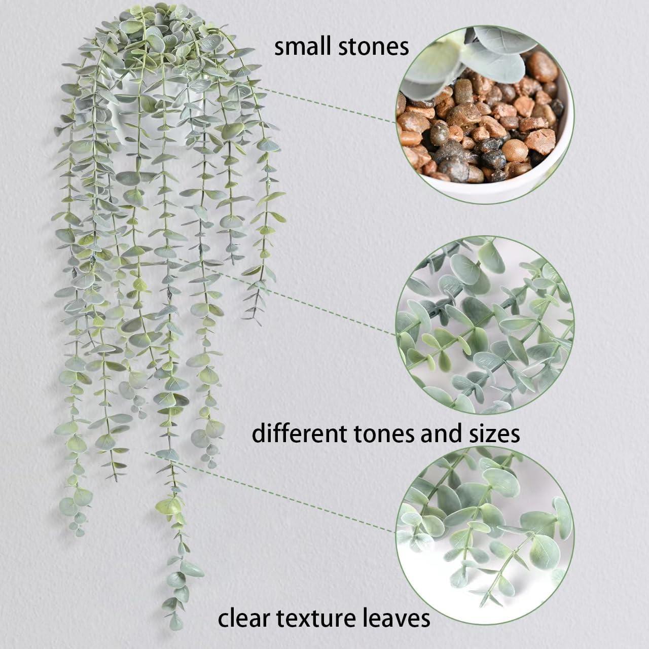 Planta Colgante Artificial Eucalipto BACAMA en Maceta Blanca 60CM