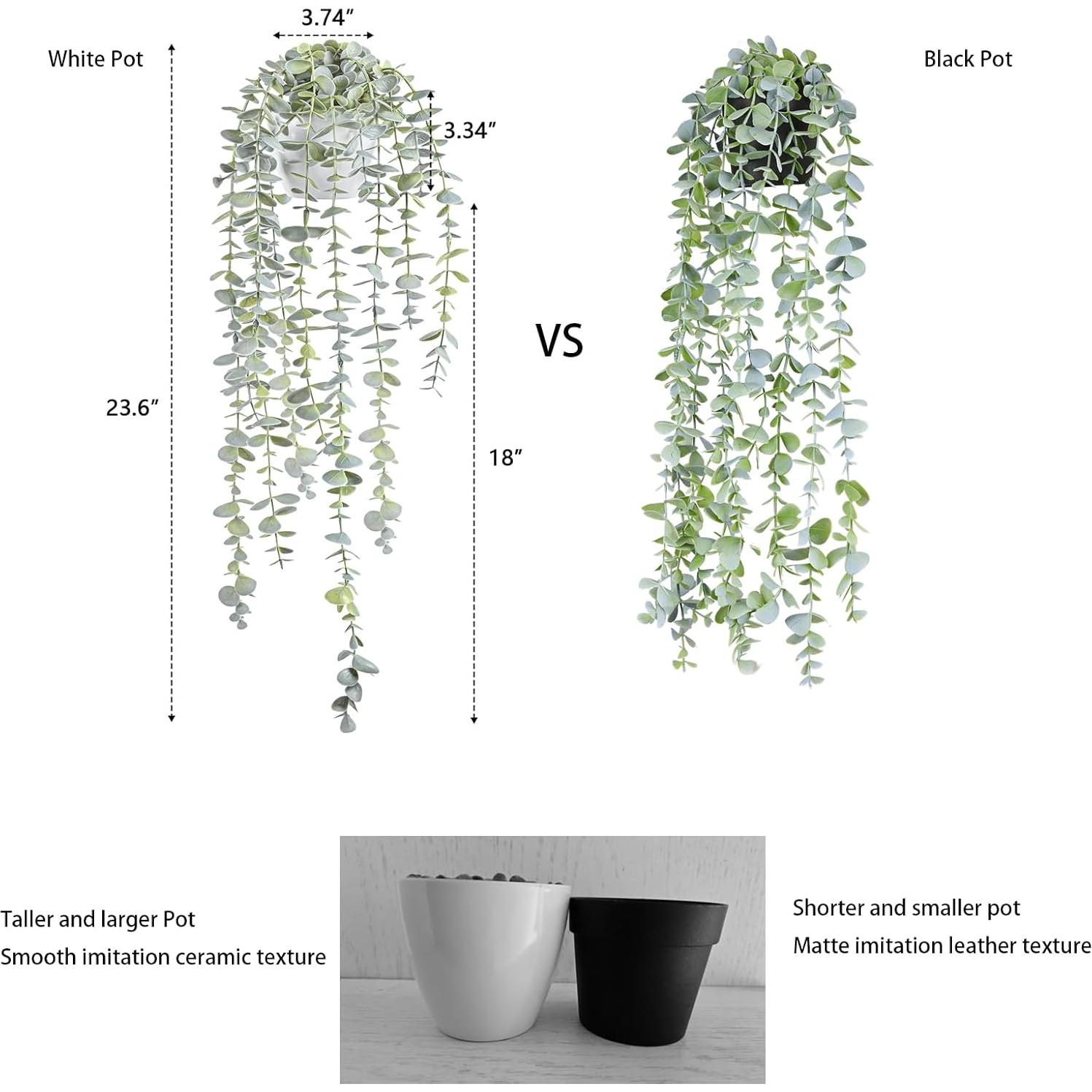 Planta Colgante Artificial Eucalipto BACAMA en Maceta Blanca 60CM