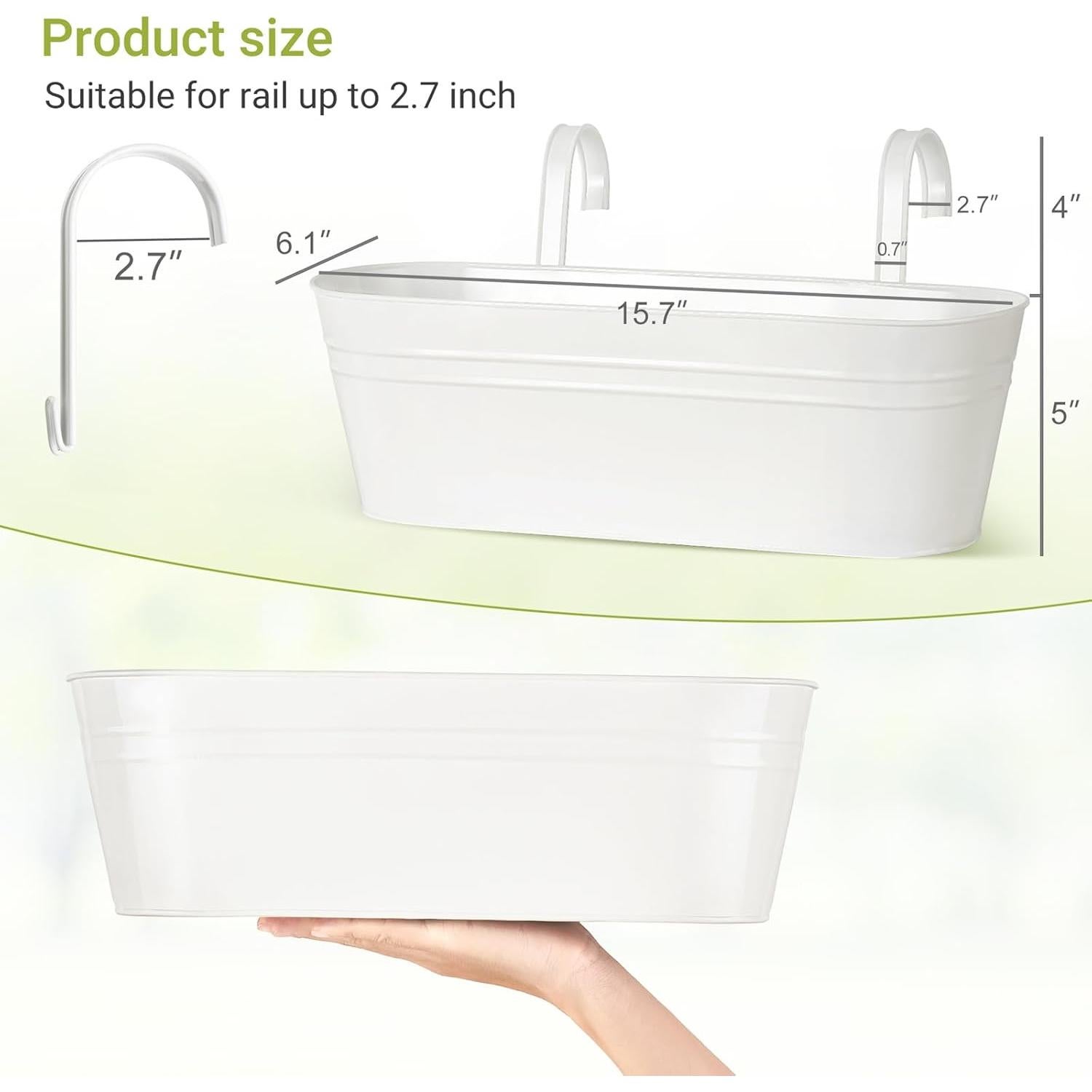 Macetas Colgantes de Hierro Dahey 3 Pcs 40x12.7 cm Blancas