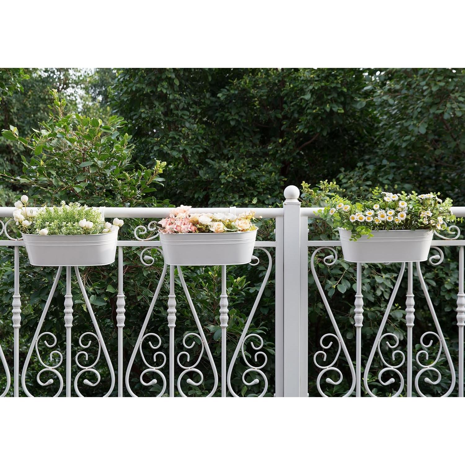 Macetas Colgantes de Hierro Dahey 3 Pcs 40x12.7 cm Blancas