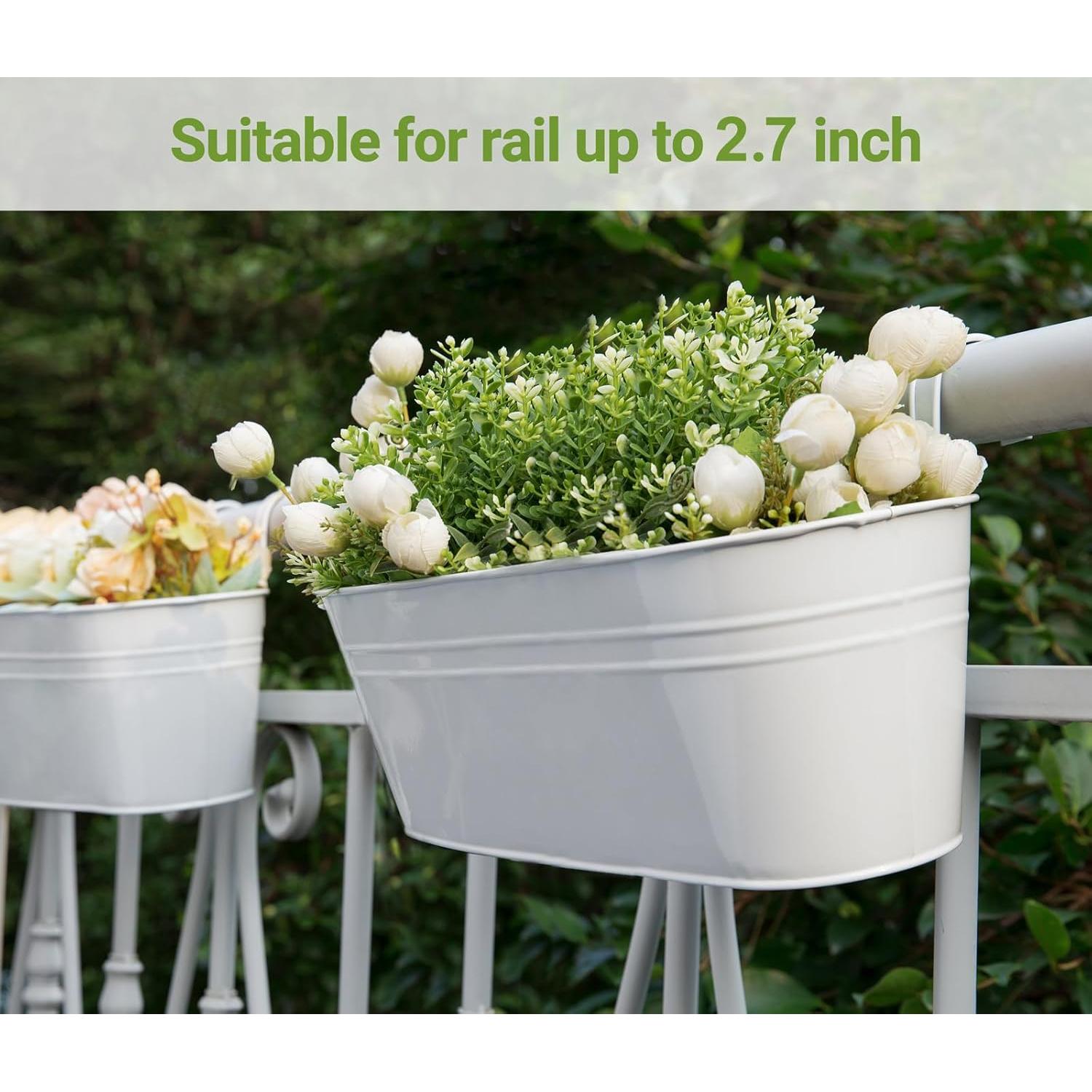 Macetas Colgantes de Hierro Dahey 3 Pcs 40x12.7 cm Blancas