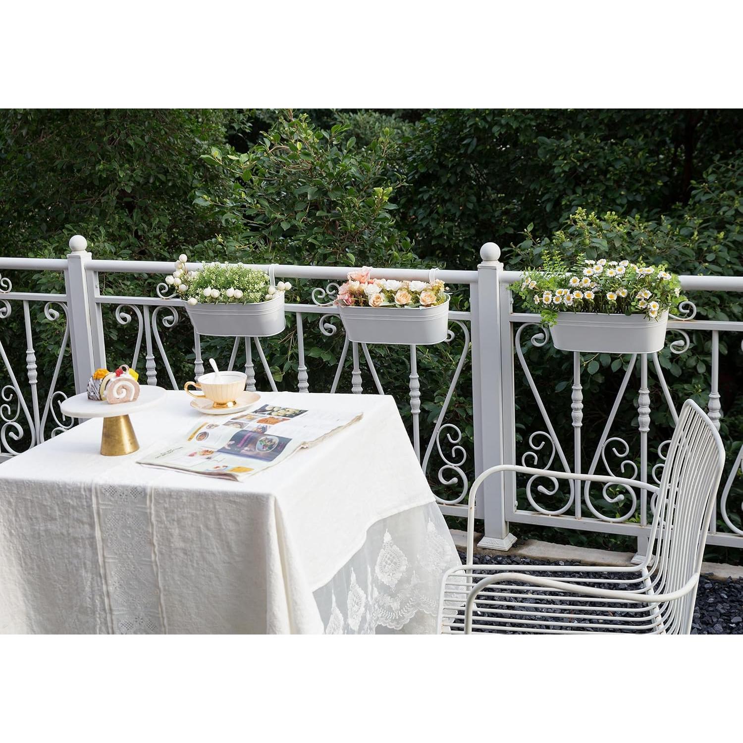 Macetas Colgantes de Hierro Dahey 3 Pcs 40x12.7 cm Blancas