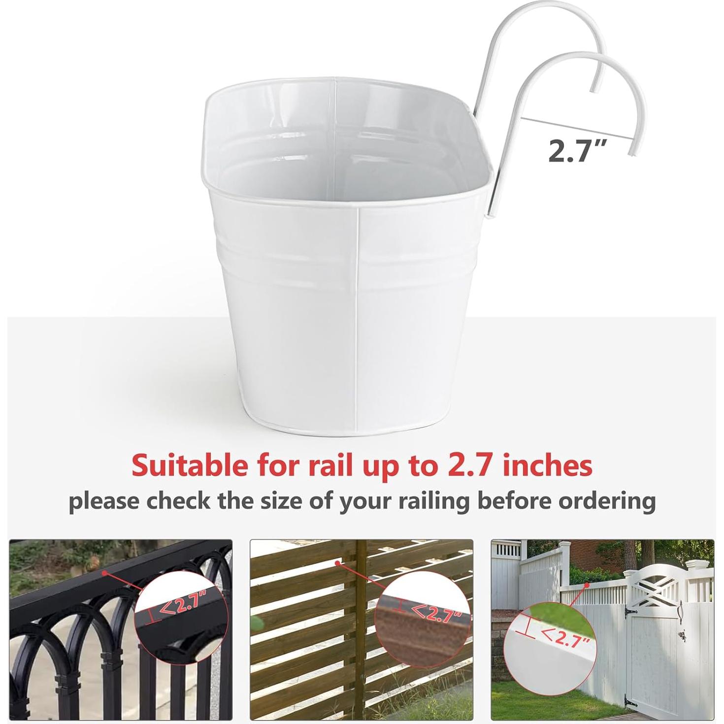 Macetas Colgantes de Hierro Dahey 3 Pcs 40x12.7 cm Blancas