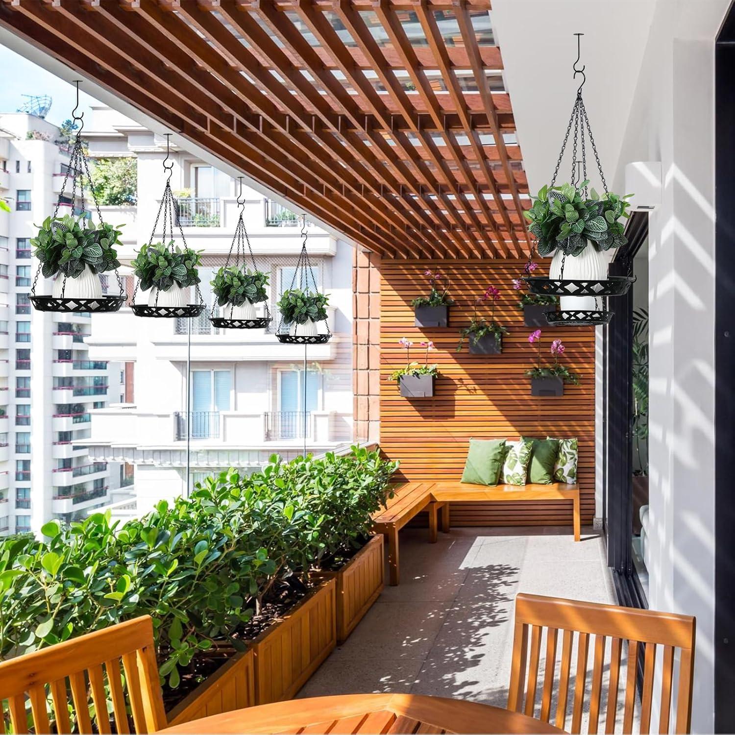 Soporte para Plantas Colgante Enhon 3 Pack 30 cm Metal Negro