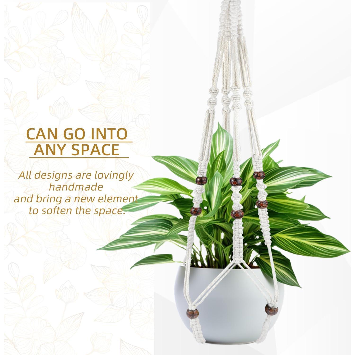 Colgador de Plantas de Macramé JIUZI 88.9 cm Algodón Blanco