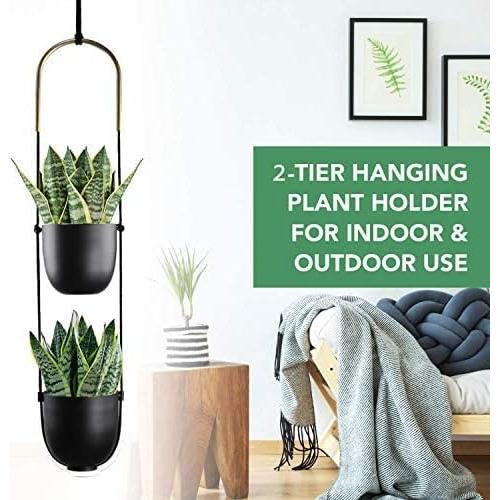 Maceta Colgante de Metal ABETREE 2 Niveles 80 cm Negro