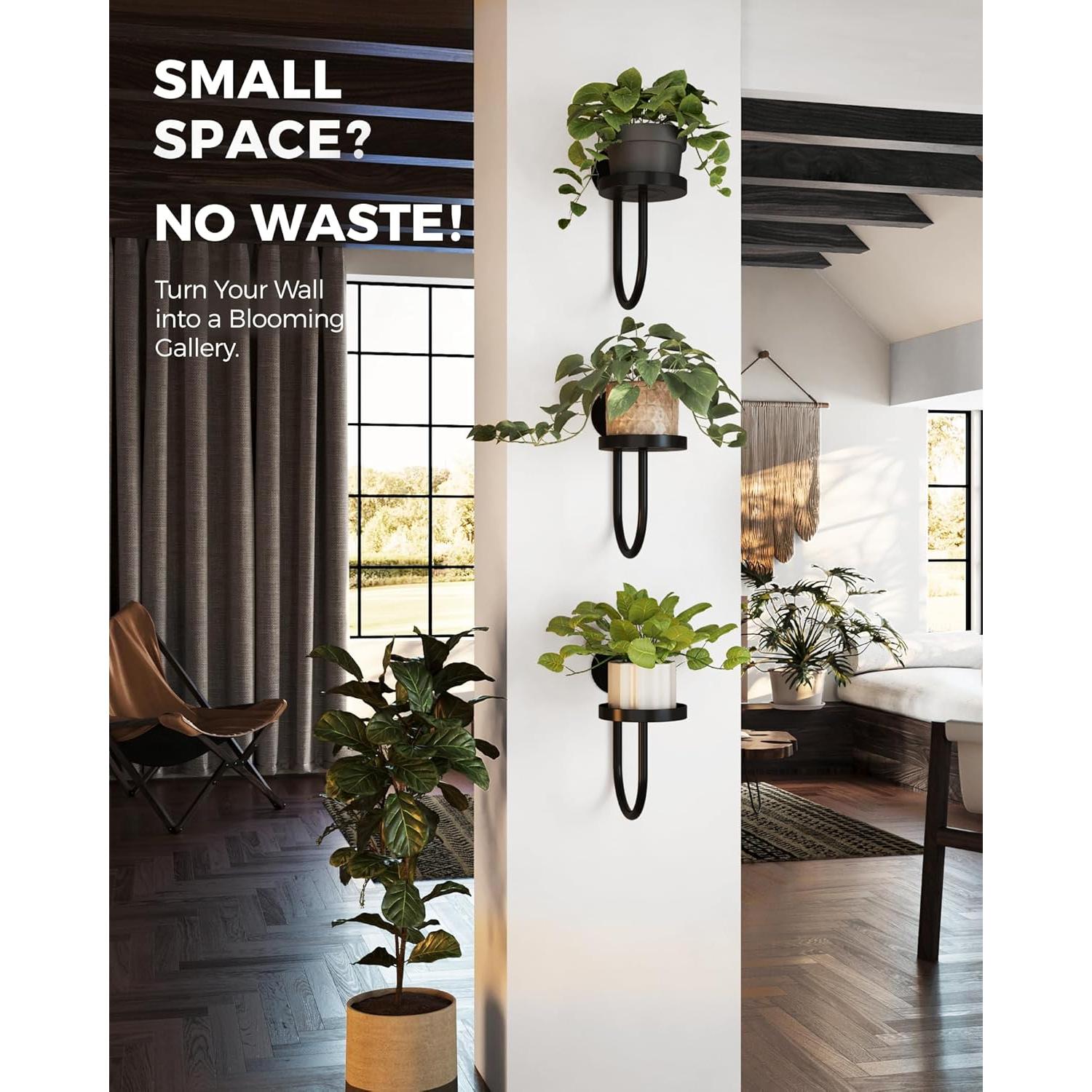 Macetas Colgantes Bamworld Negras para Plantas de Interior 3pcs