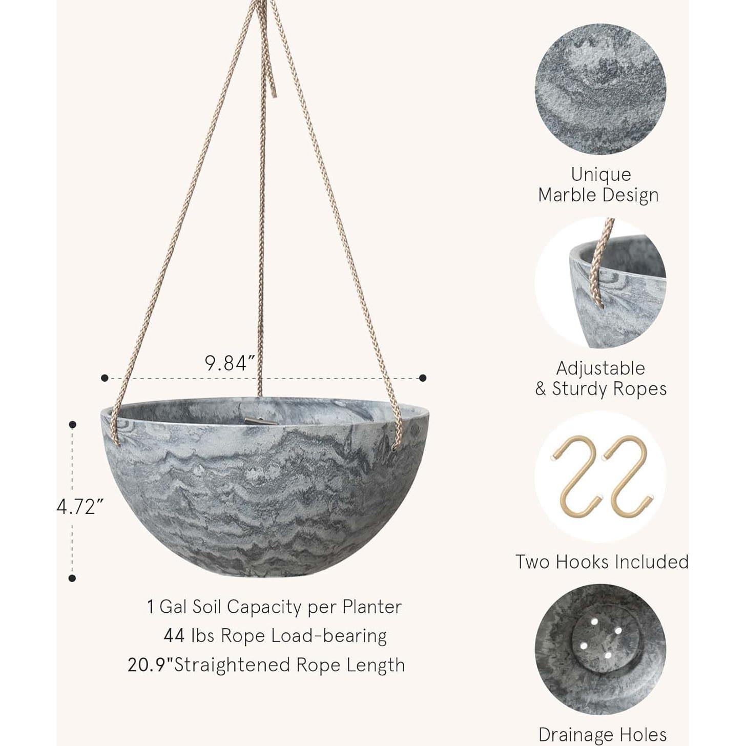 Macetas Colgantes para Flores LA JOLIE MUSE 25 cm Juego de 2