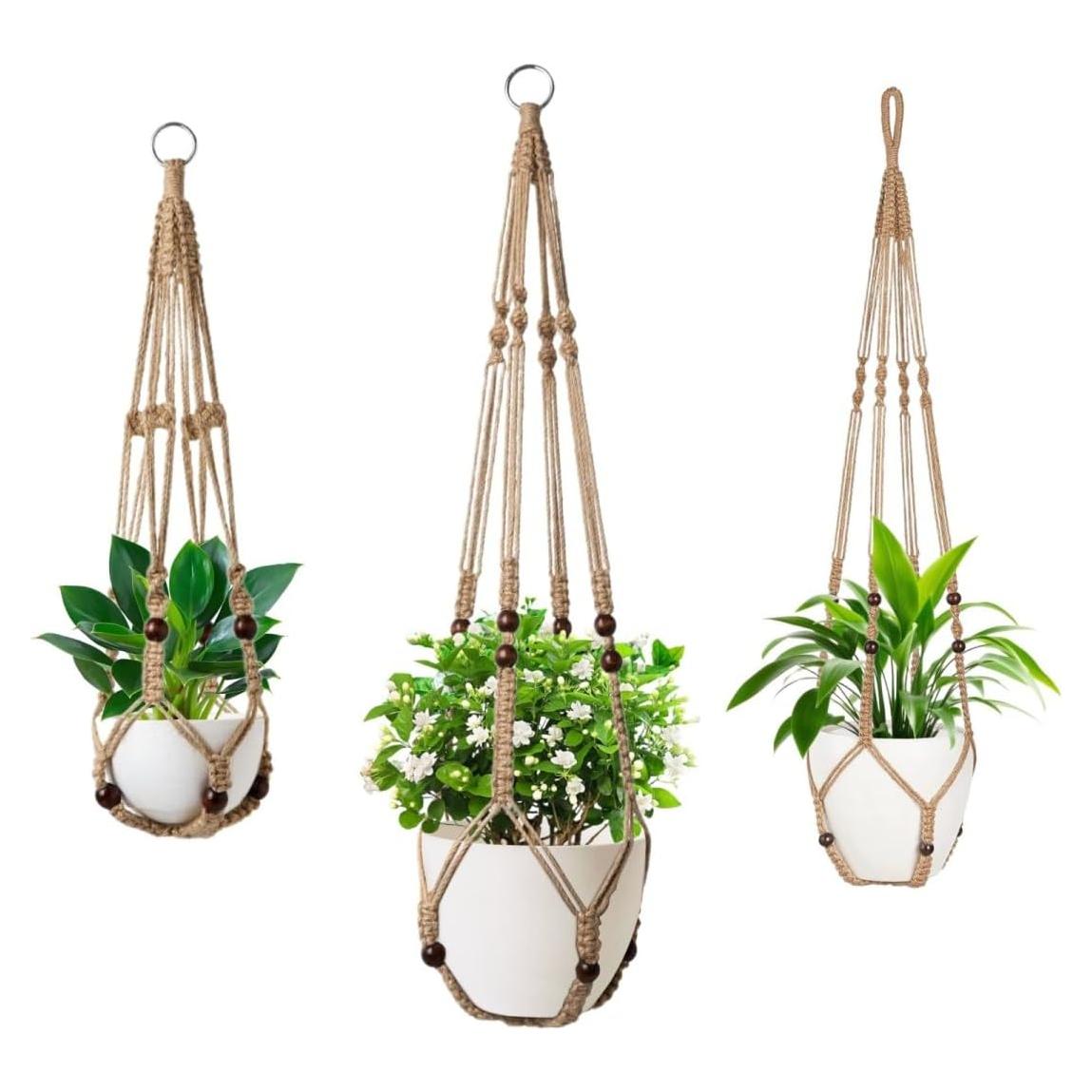 Paquete de 3 Soportes de Macramé MDKFKDK para Plantas 88.9cm
