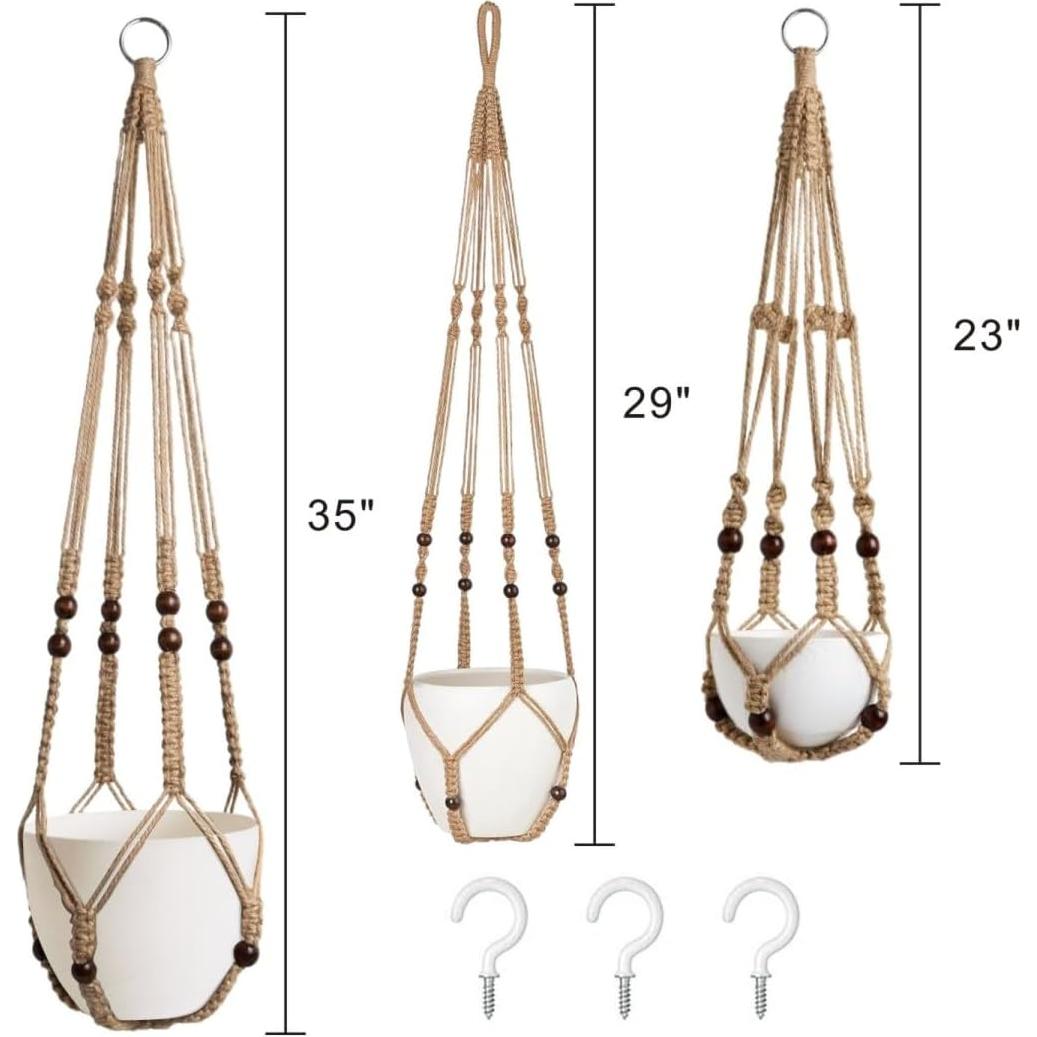 Paquete de 3 Soportes de Macramé MDKFKDK para Plantas 88.9cm