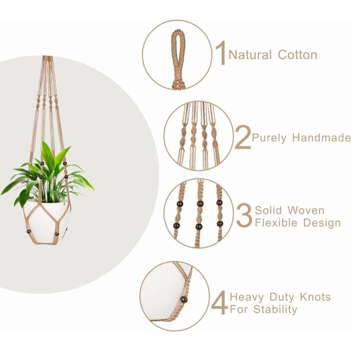 Paquete de 3 Soportes de Macramé MDKFKDK para Plantas 88.9cm