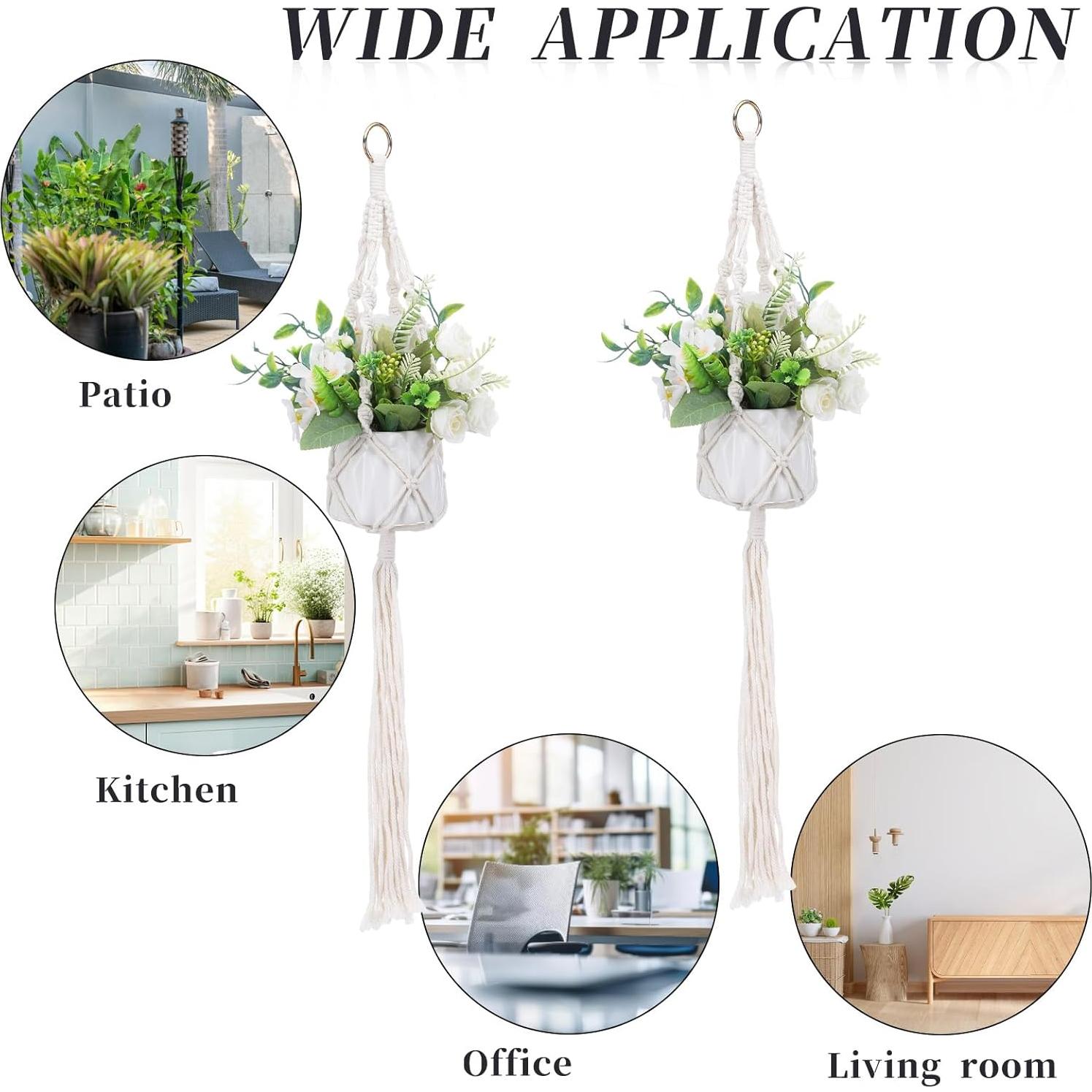 Colgador de Plantas de Macramé Sliverdew 50 cm 2 Piezas Boho