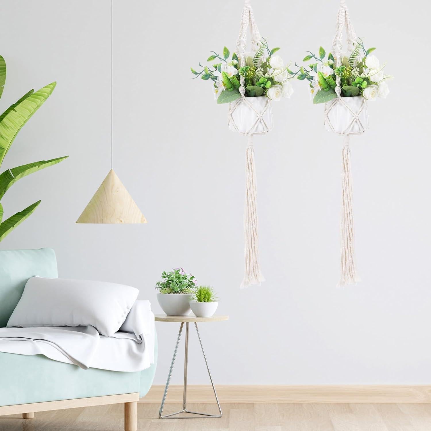 Colgador de Plantas de Macramé Sliverdew 50 cm 2 Piezas Boho