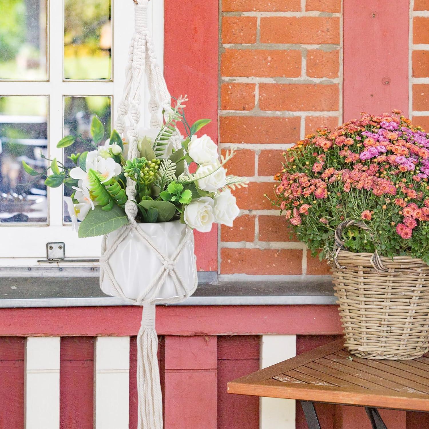 Colgador de Plantas de Macramé Sliverdew 50 cm 2 Piezas Boho