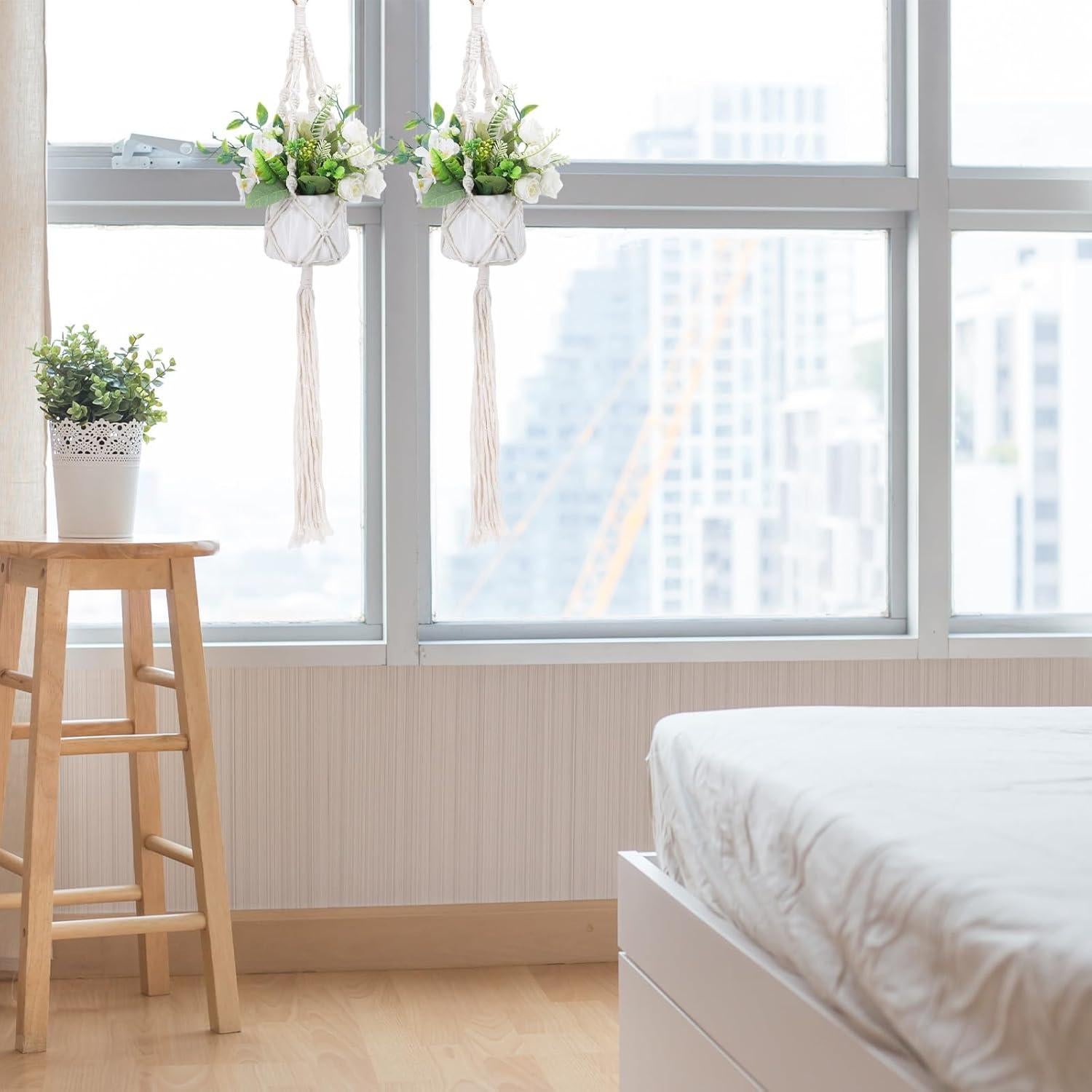 Colgador de Plantas de Macramé Sliverdew 50 cm 2 Piezas Boho