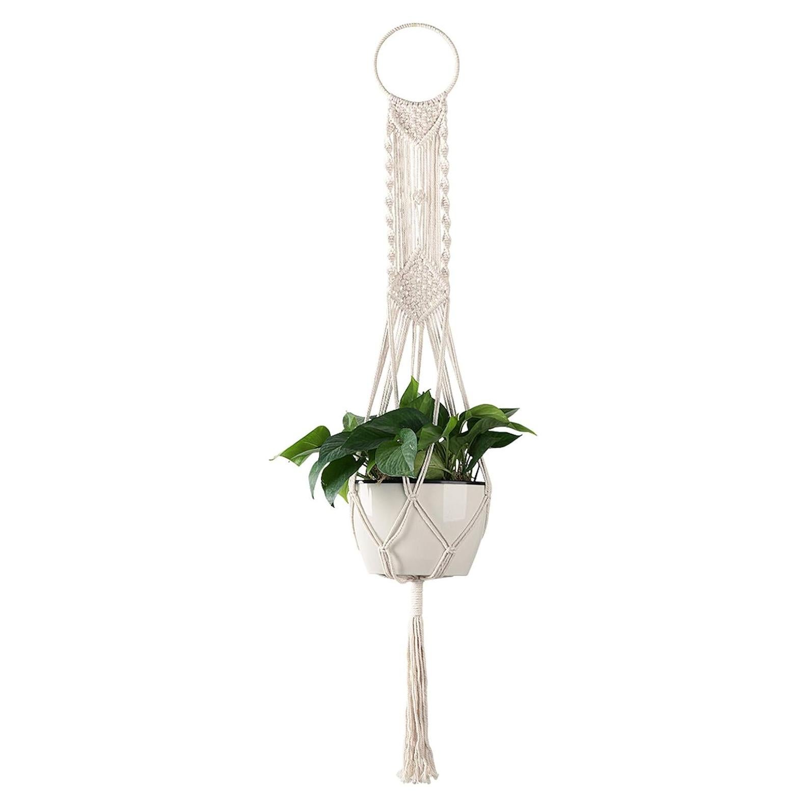 Colgador de Plantas de Macramé Cuttte 110 cm Color Crema