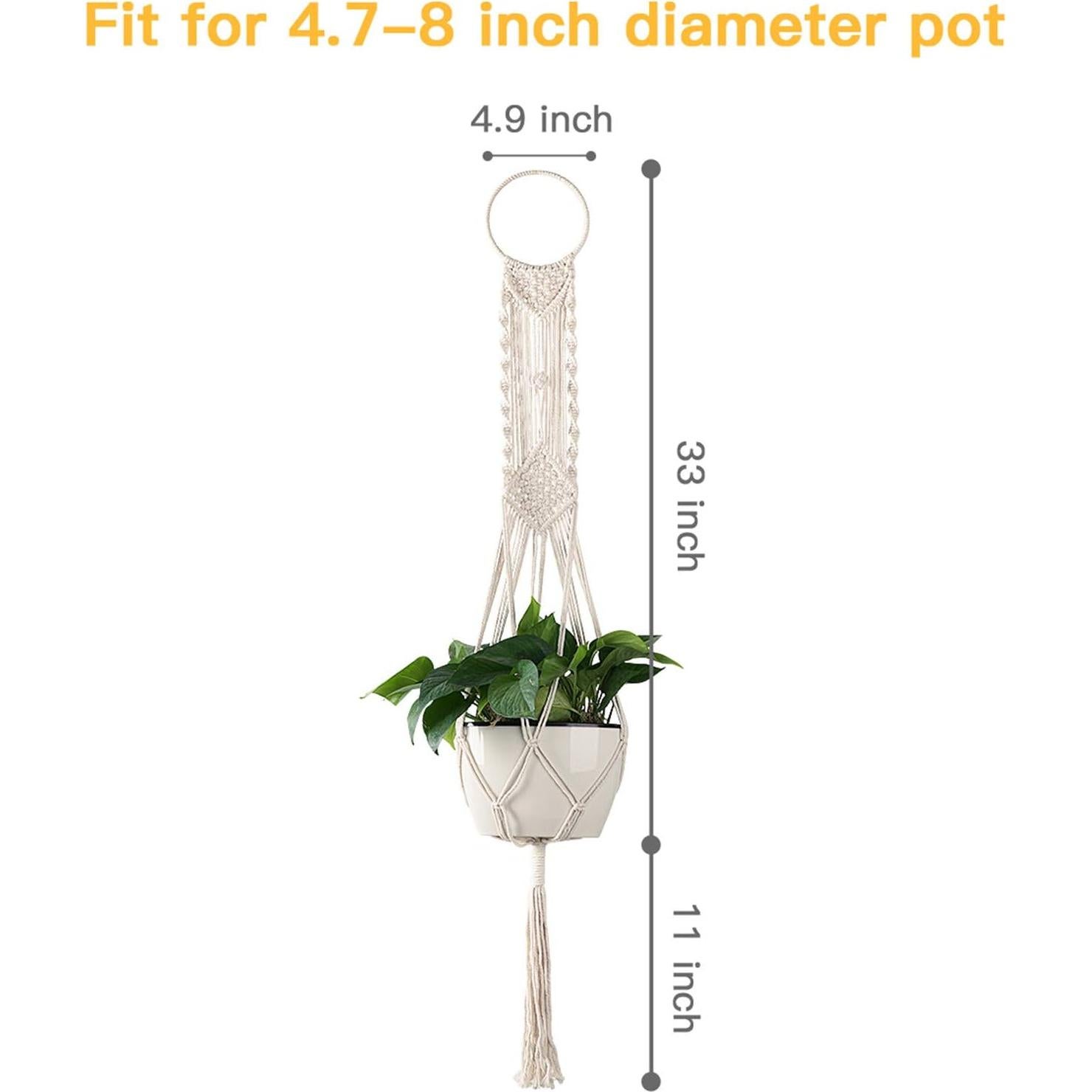 Colgador de Plantas de Macramé Cuttte 110 cm Color Crema