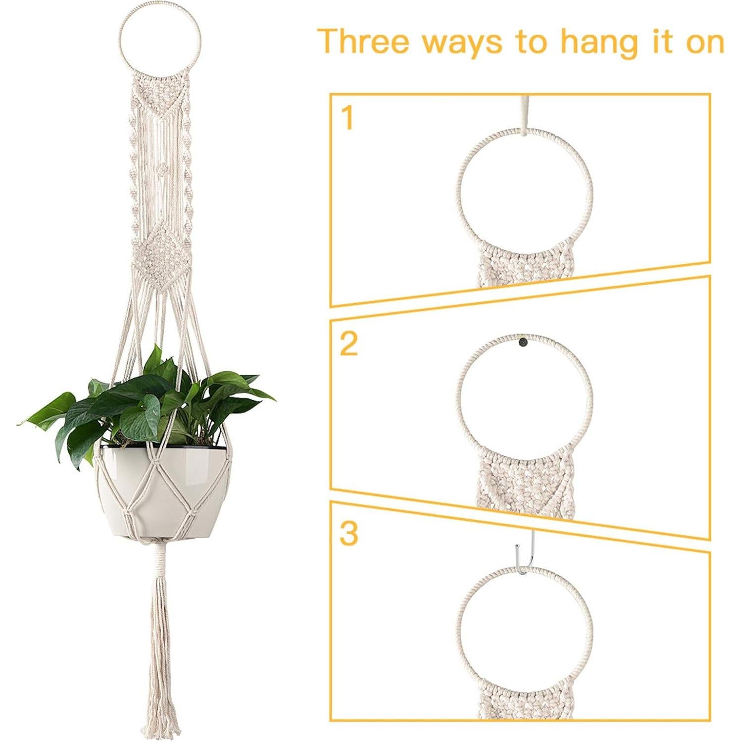 Colgador de Plantas de Macramé Cuttte 110 cm Color Crema