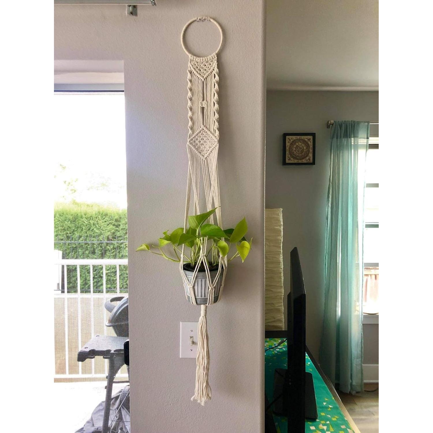 Colgador de Plantas de Macramé Cuttte 110 cm Color Crema