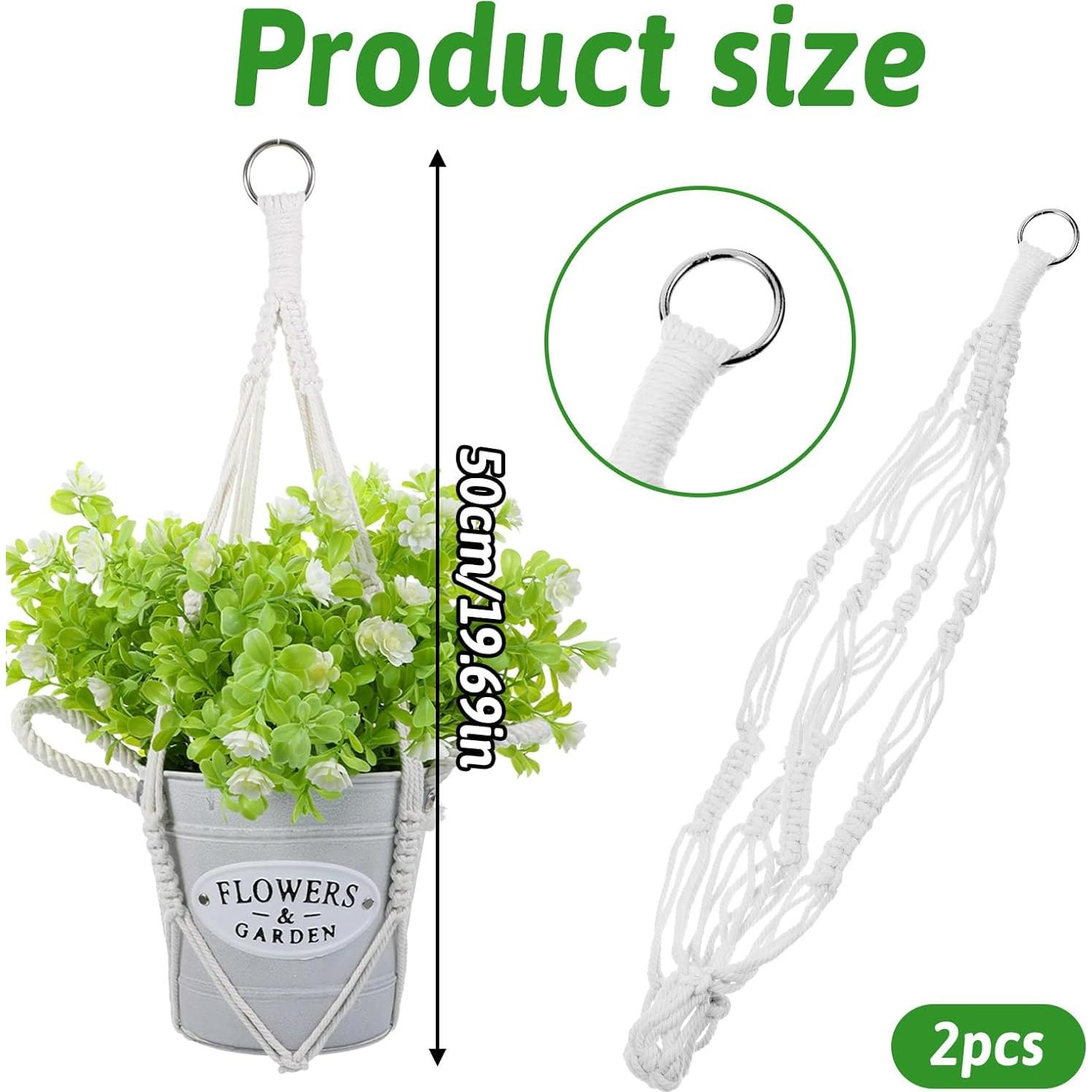 Colgador de Plantas de Macramé Hpmjz 2 Piezas 50 cm Blanco