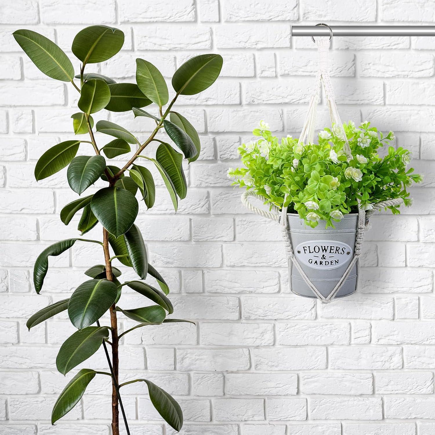 Colgador de Plantas de Macramé Hpmjz 2 Piezas 50 cm Blanco