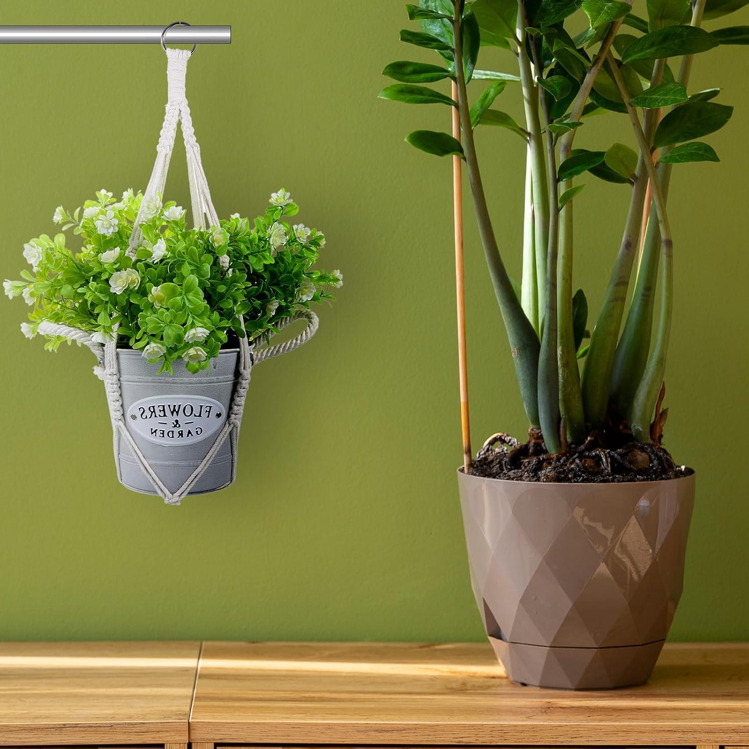 Colgador de Plantas de Macramé Hpmjz 2 Piezas 50 cm Blanco