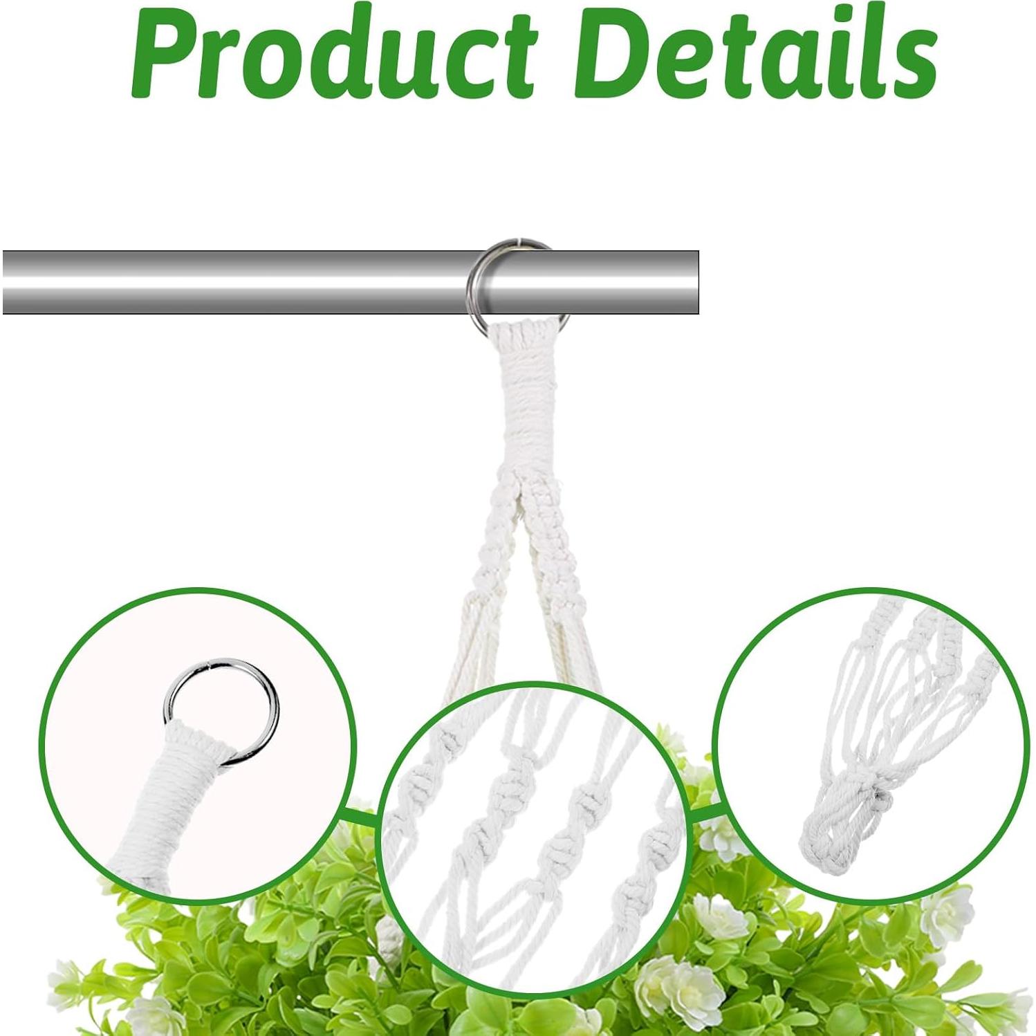 Colgador de Plantas de Macramé Hpmjz 2 Piezas 50 cm Blanco