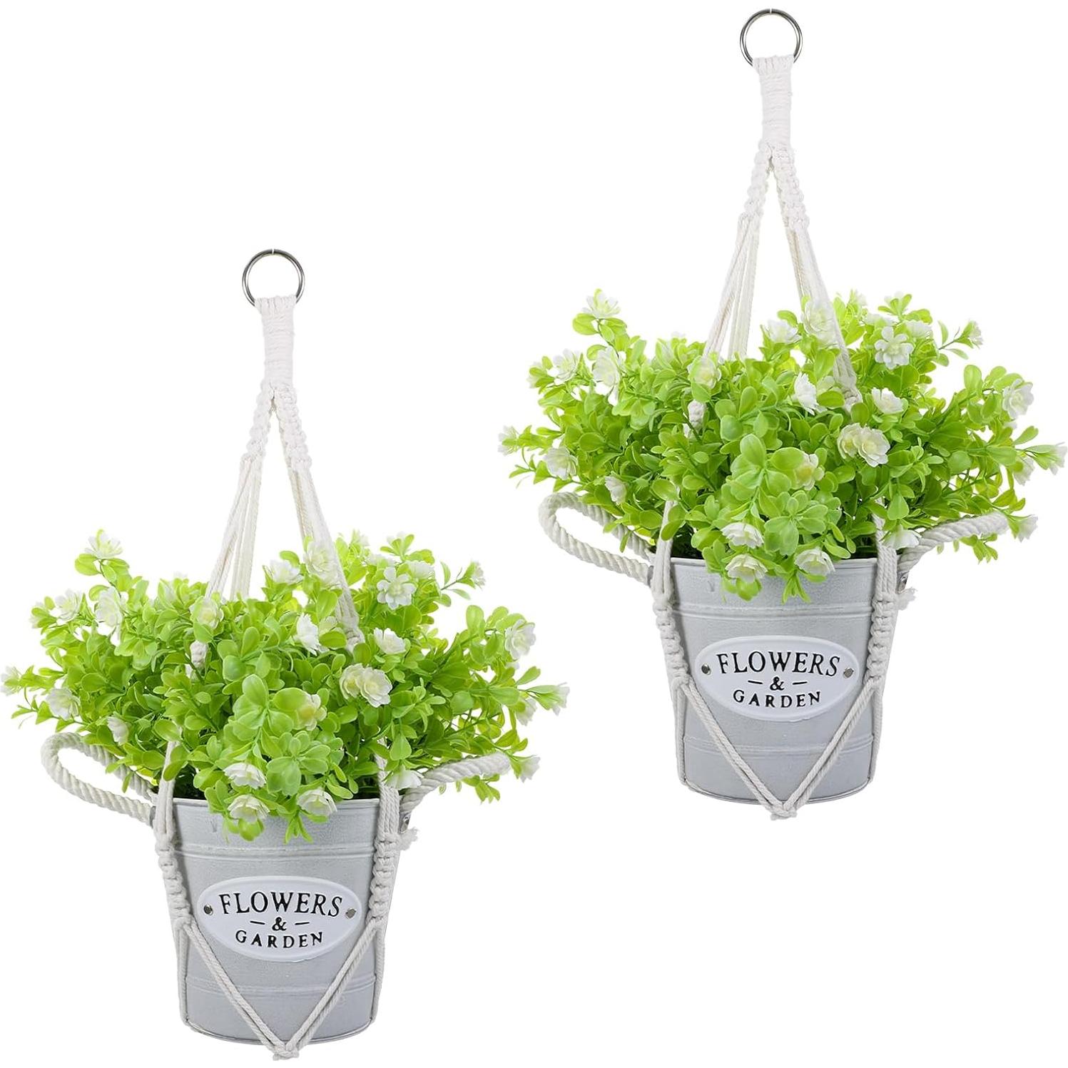 Colgador de Plantas de Macramé Hpmjz 2 Piezas 50 cm Blanco