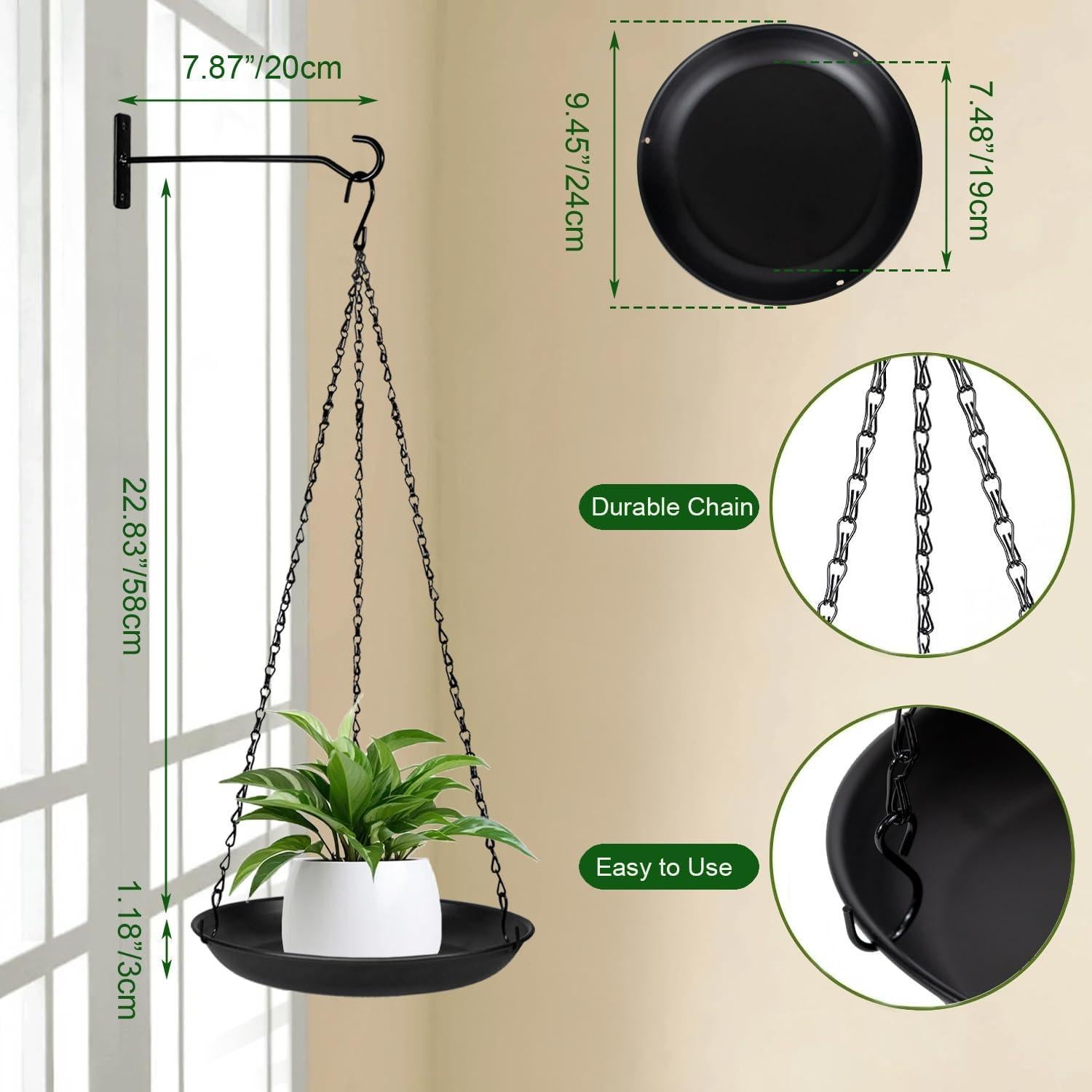 Soporte de Planta Colgante ARTORA Metal Negro 2 Piezas