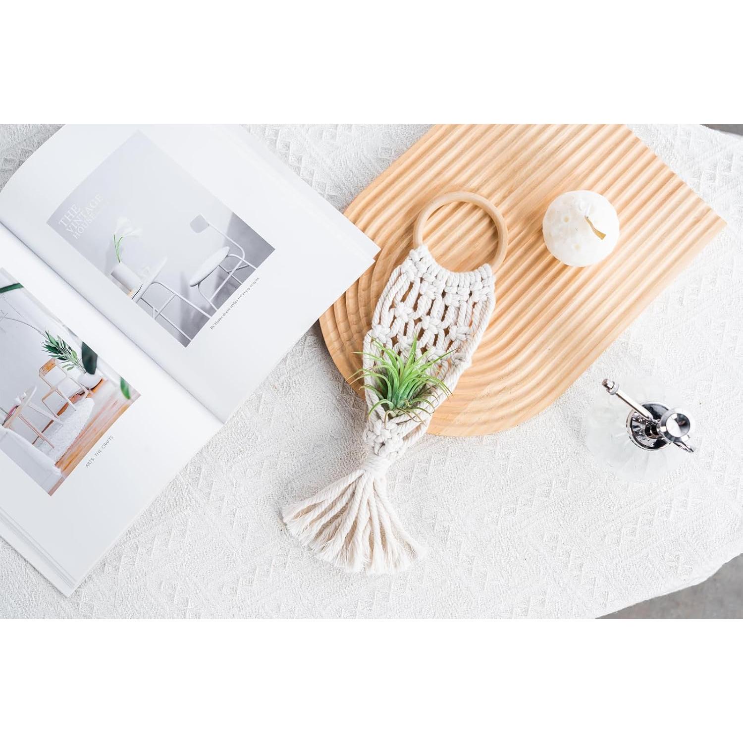 Soporte Colgante para Plantas de Aire Melphoe 4 Piezas Macrame