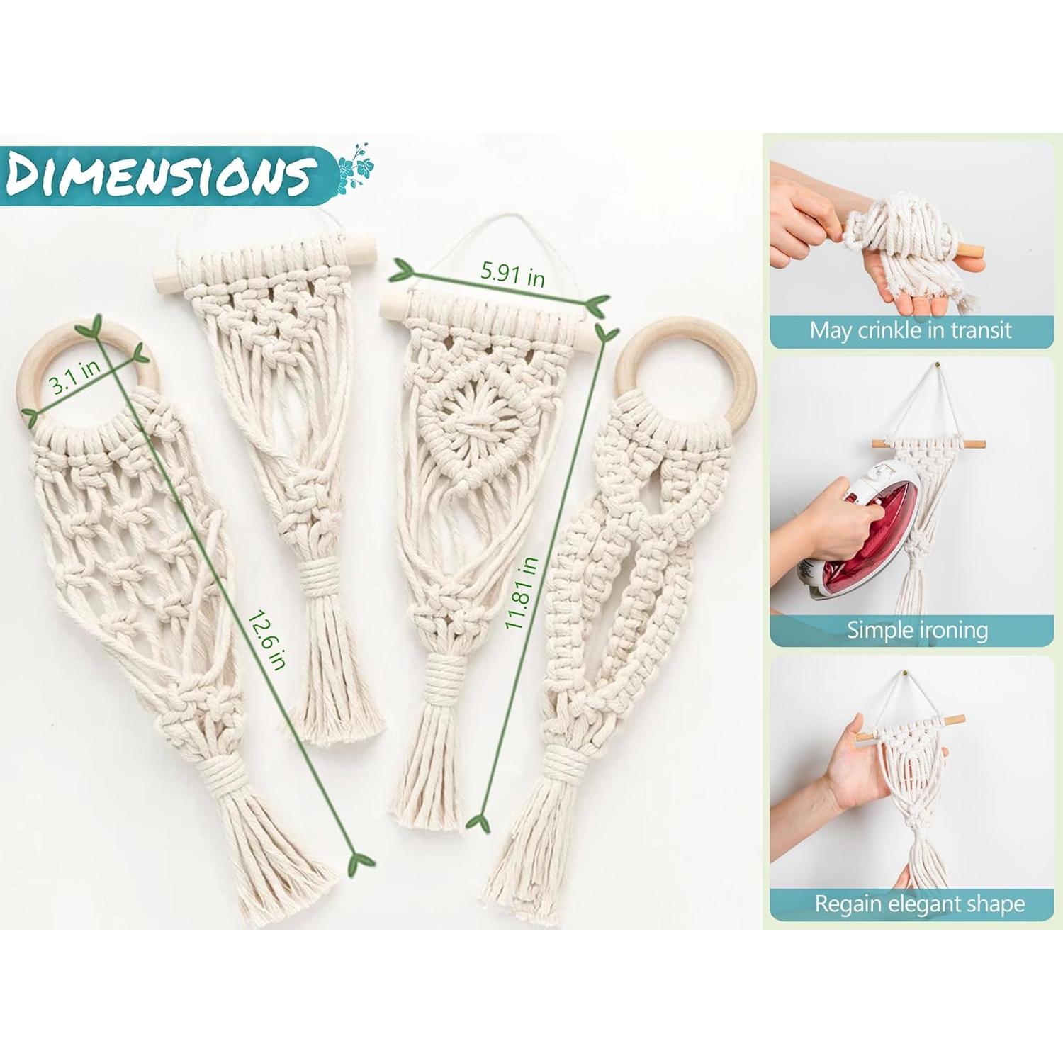 Soporte Colgante para Plantas de Aire Melphoe 4 Piezas Macrame