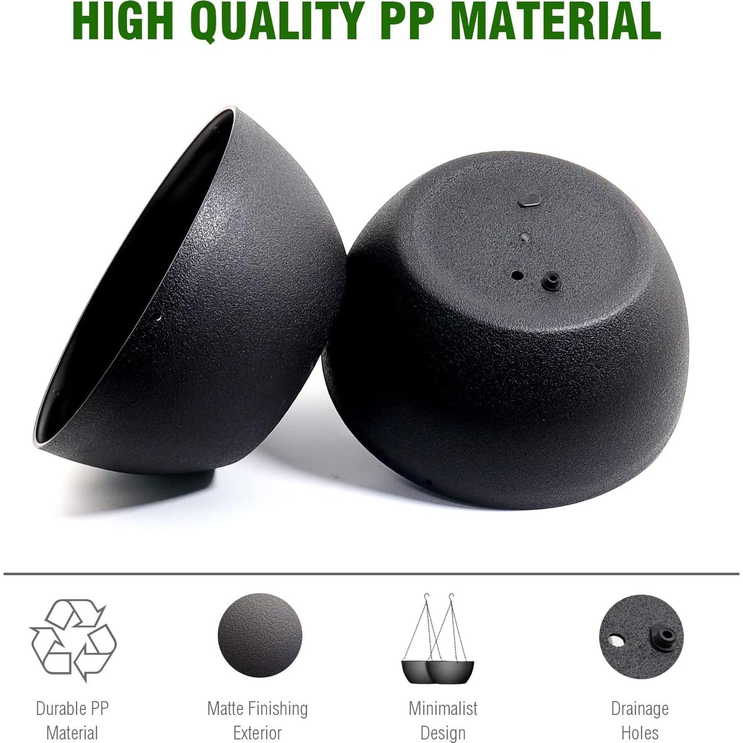 Macetas Colgantes Grandes WOUSIWER 33cm 2Pack Negro con Drenaje