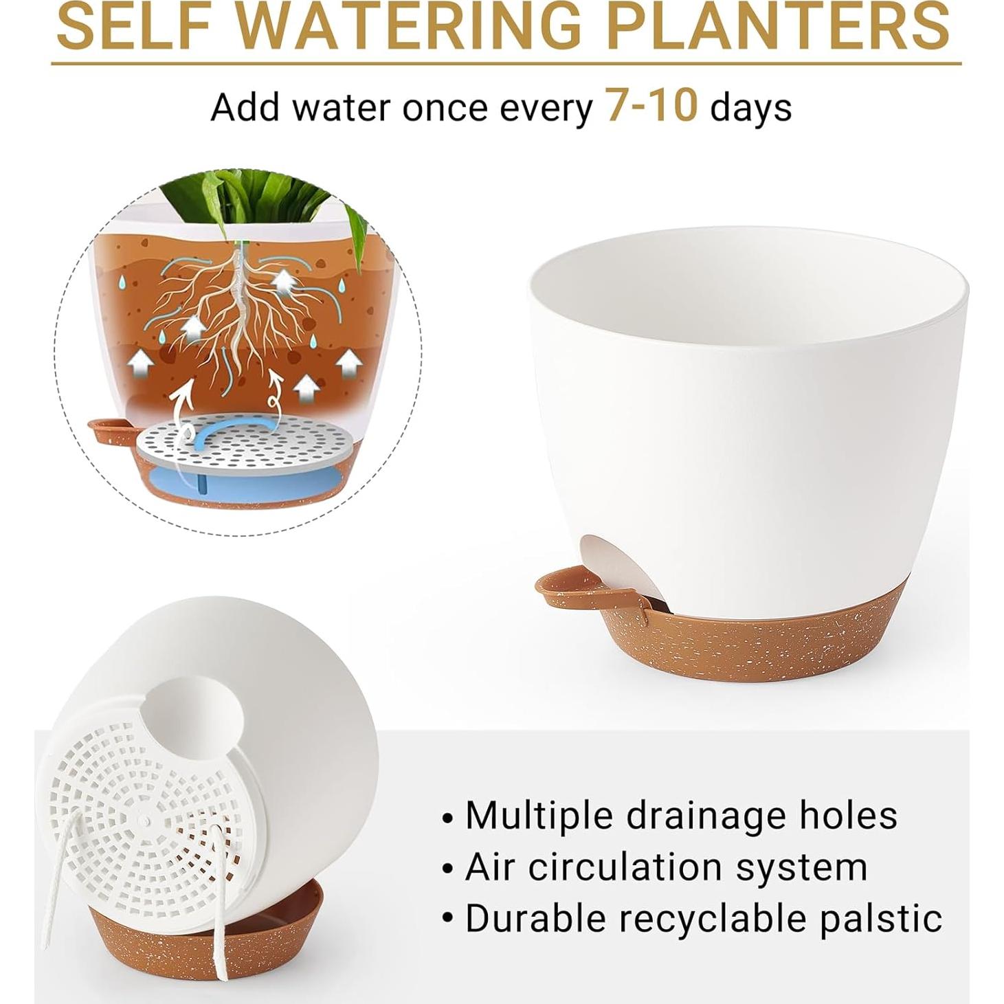 Macetas Colgantes de Autorriego Mkono 16.5 cm Juego de 2