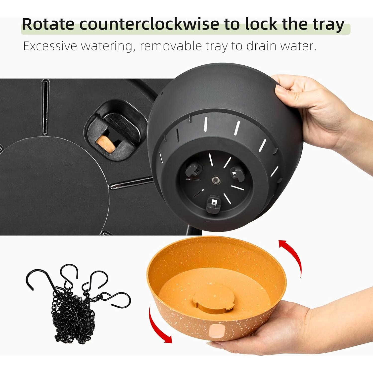 Macetas Colgantes QCQHDU 20.3 cm Gris Oscuro Autolimpiante