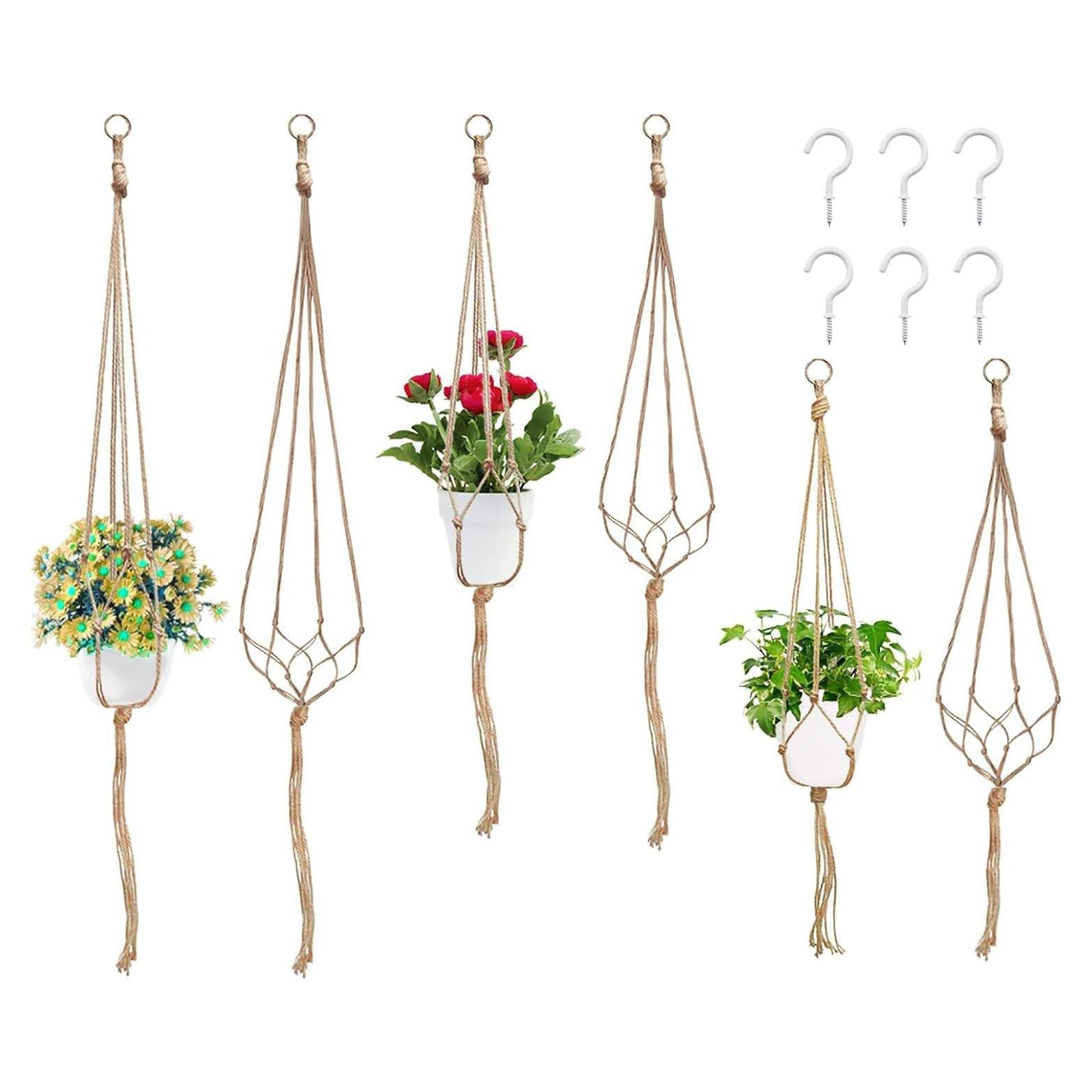 Soporte de Macramé para Plantas Swpeet - 6 Piezas, 3 Tamaños