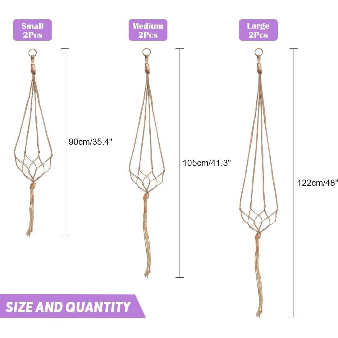 Soporte de Macramé para Plantas Swpeet - 6 Piezas, 3 Tamaños