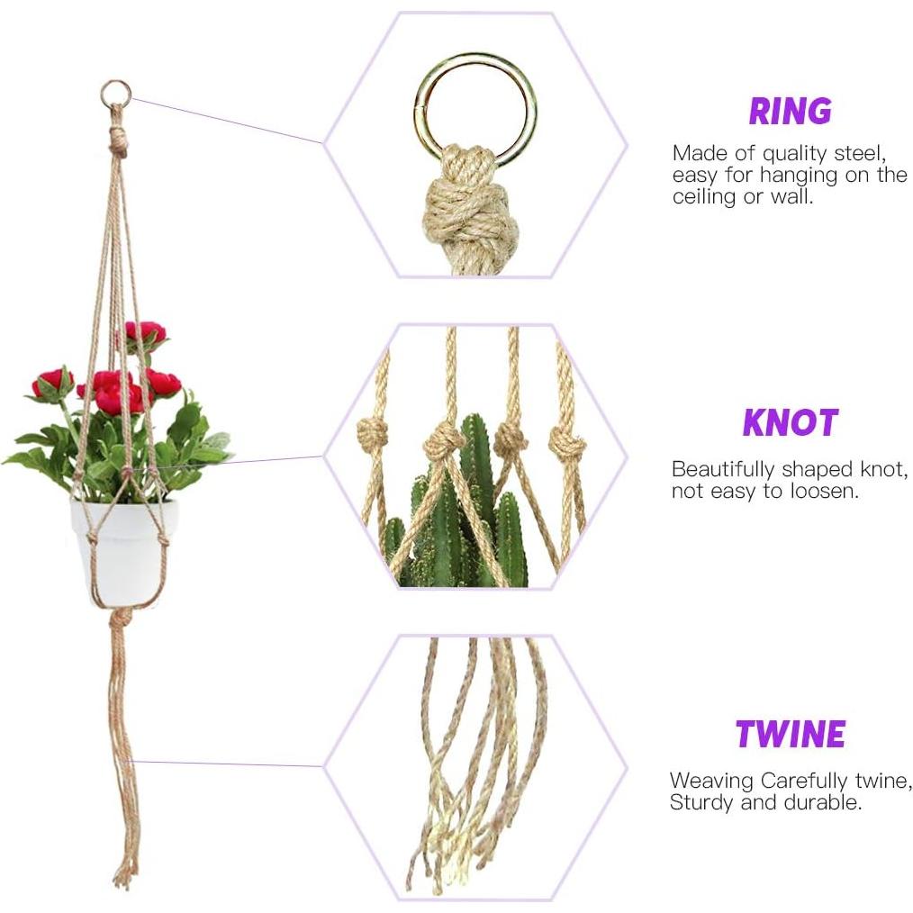 Soporte de Macramé para Plantas Swpeet - 6 Piezas, 3 Tamaños