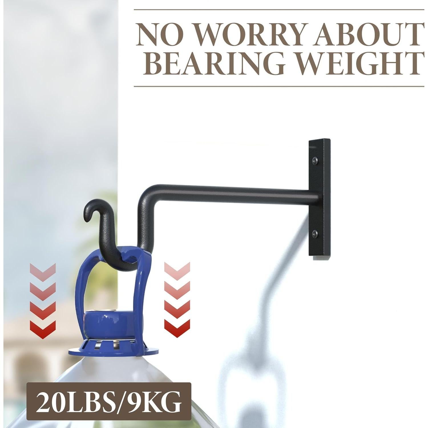 Gancho para Plantas KOOKASHOP 20.32 cm Metal Negro 2 Piezas