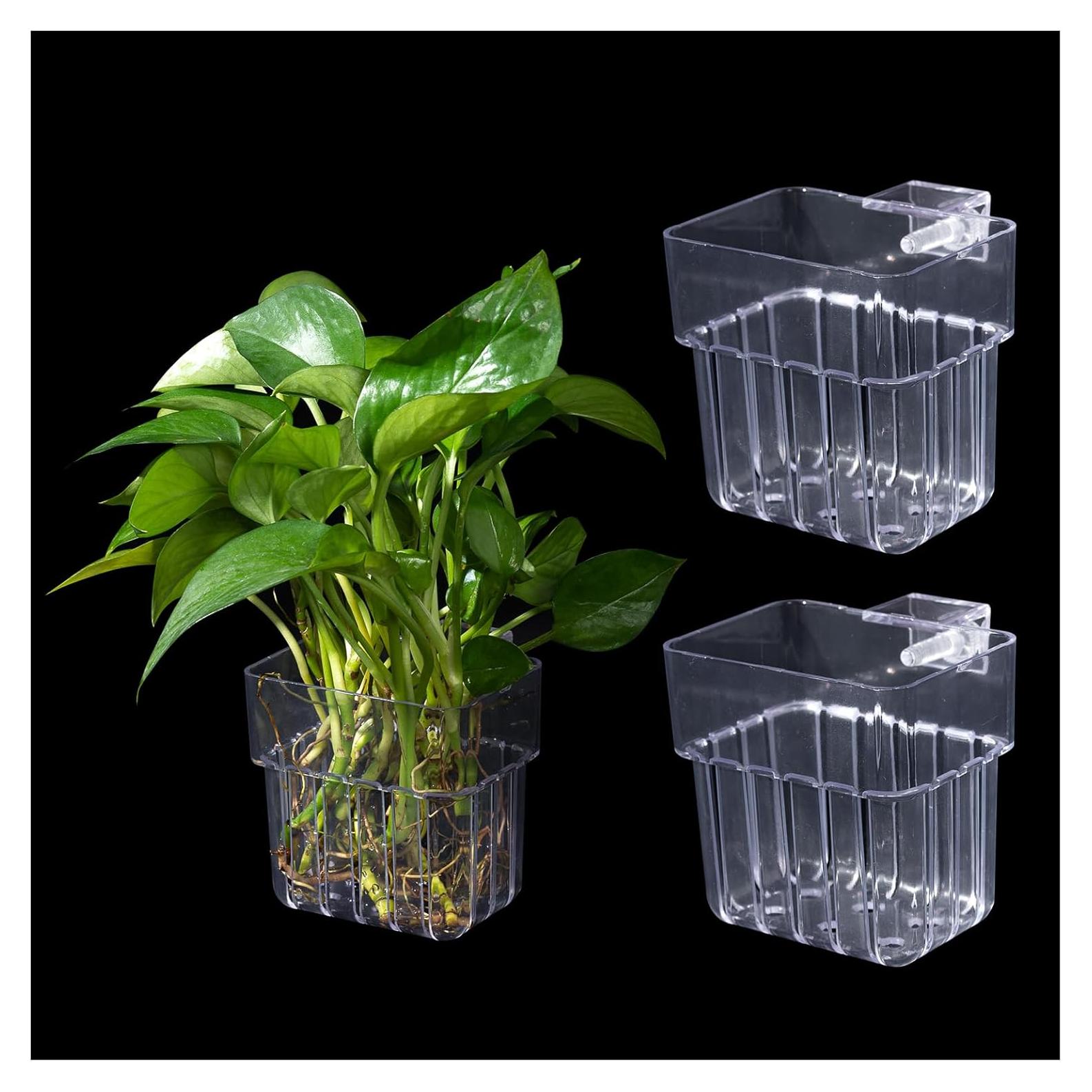 Soporte para Plantas de Acuario SLSON - 2 Macetas Colgantes Transparentes