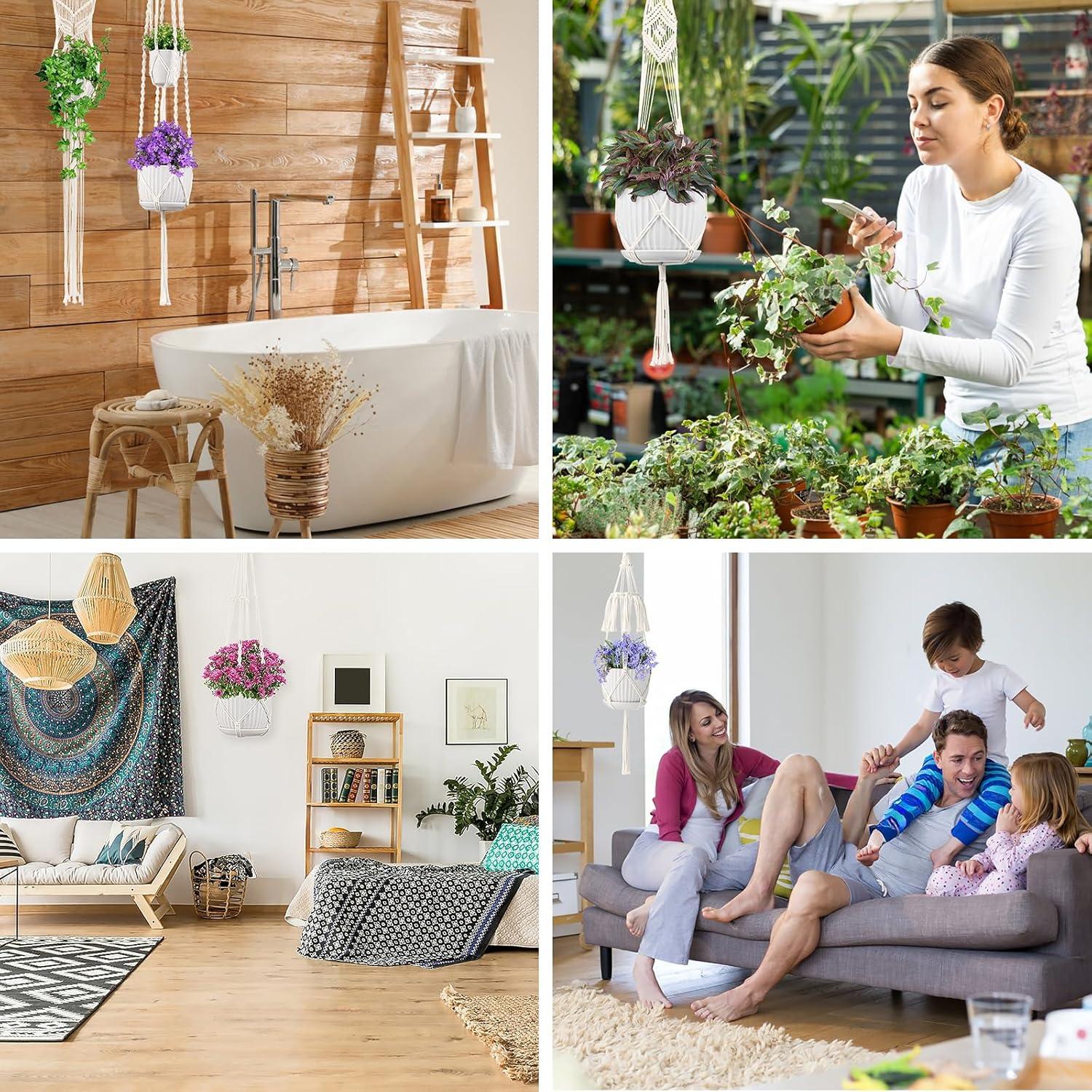 Colgadores de Plantas de Macramé TAOZIM 5 Pack con Ganchos