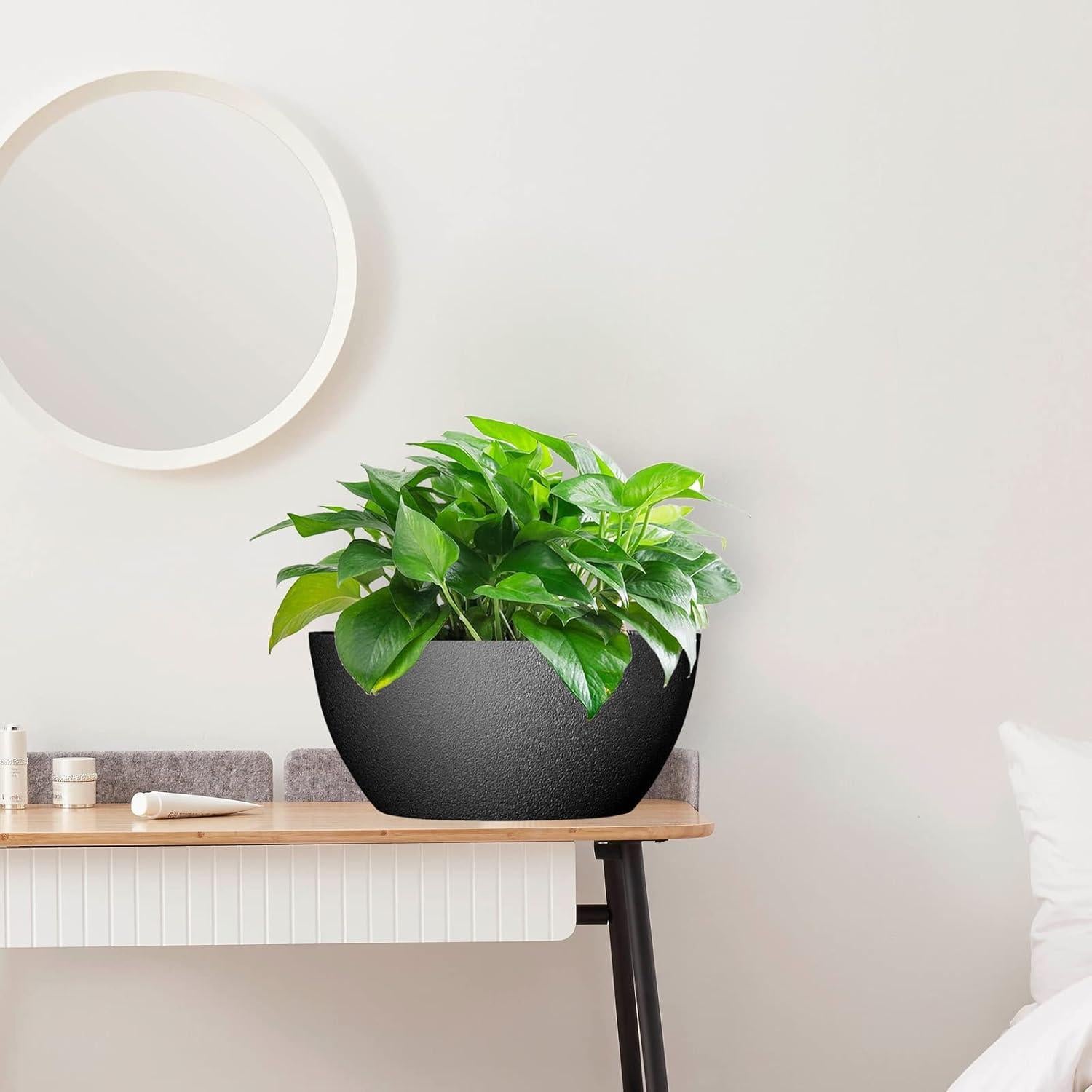 Macetas colgantes WSMKSZ 25 cm negras con drenaje - 2 piezas