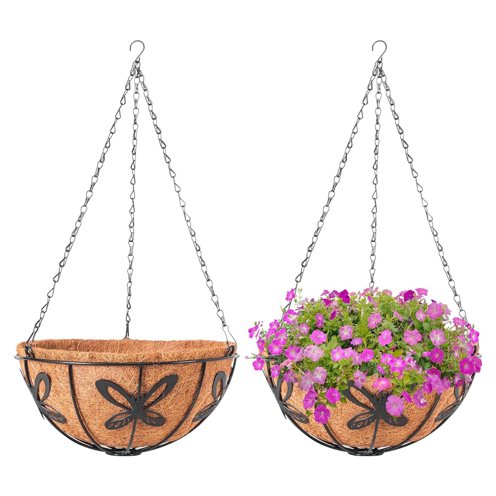 Macetas Colgantes ARVINKEY 30.48cm Redondas de Coco - 2 Piezas