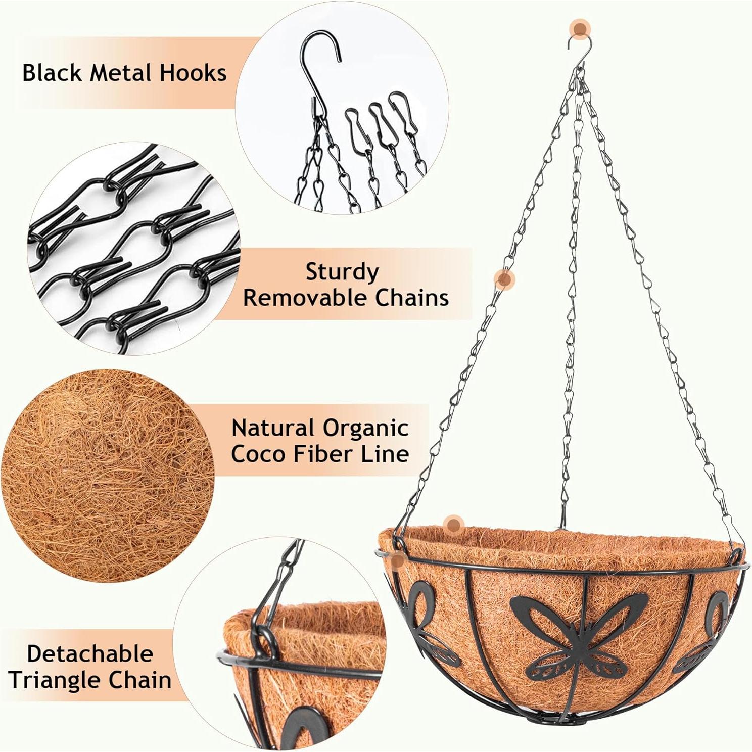 Macetas Colgantes ARVINKEY 30.48cm Redondas de Coco - 2 Piezas